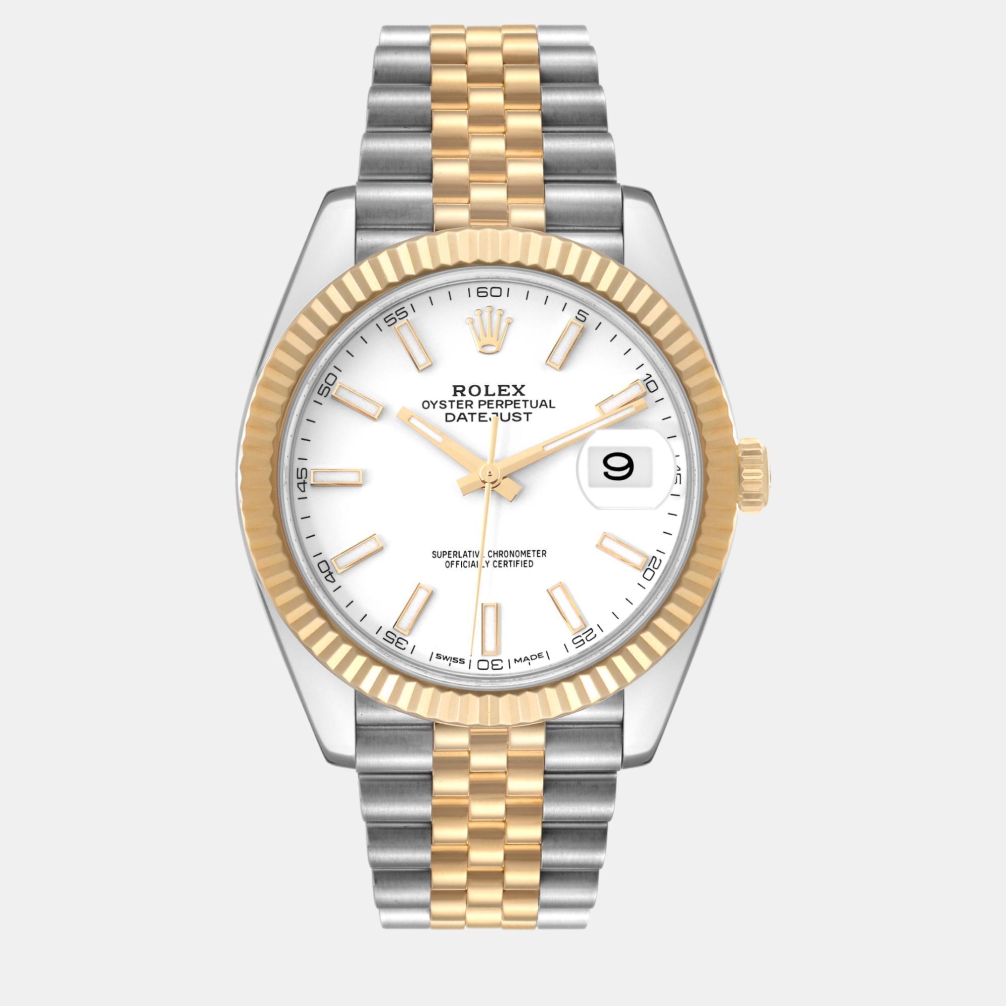 

Rolex Datejust Steel Yellow Gold White Dial Men's Watch 41 mm