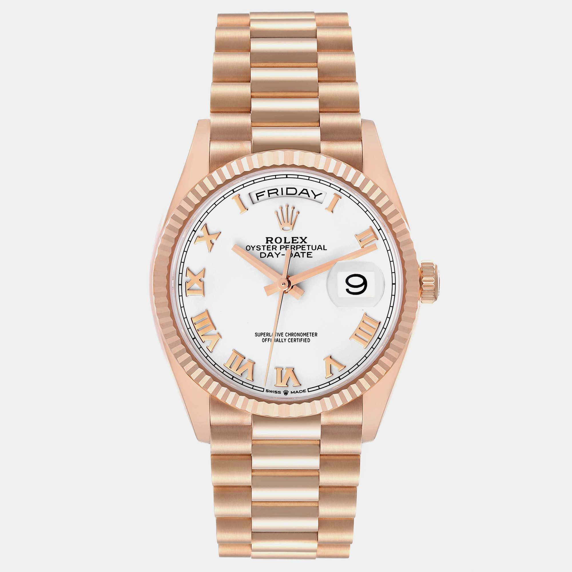 

Rolex President Day-Date Rose Gold White Dial Men's Watch 36 mm