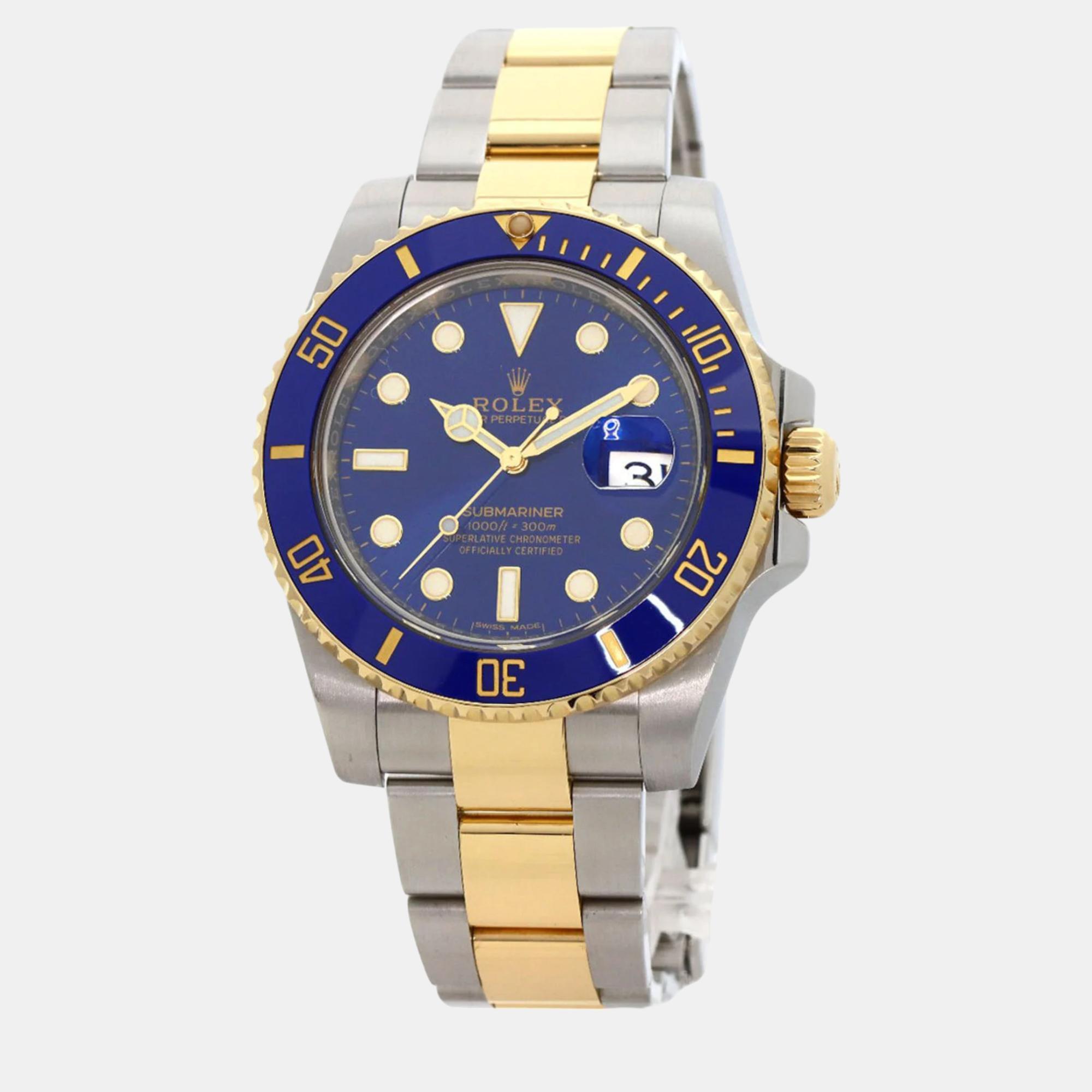 

Rolex Blue 18k Yellow Gold Stainless Steel Submariner 116613LB Automatic Men's Wristwatch 40 mm