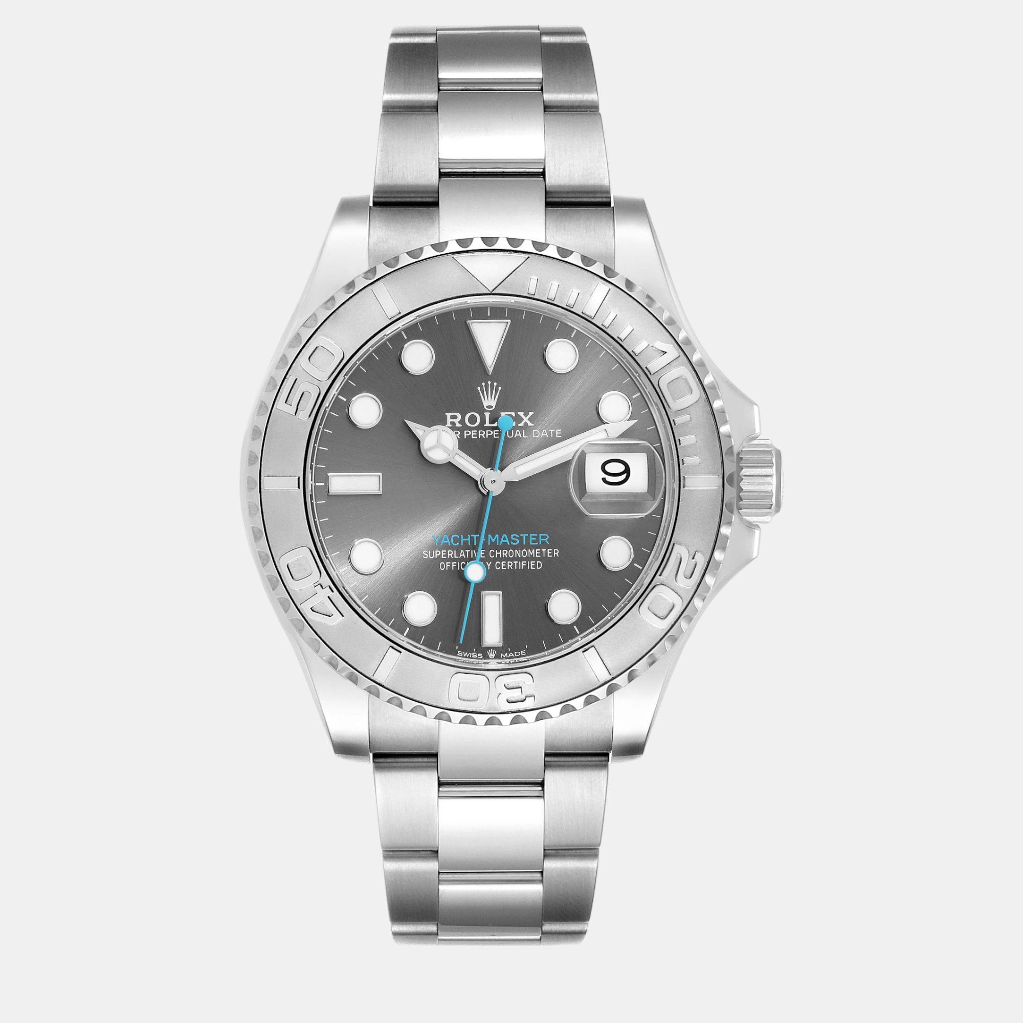 

Rolex Yachtmaster Steel Platinum Bezel Rhodium Dial Men's Watch 40 mm, Grey