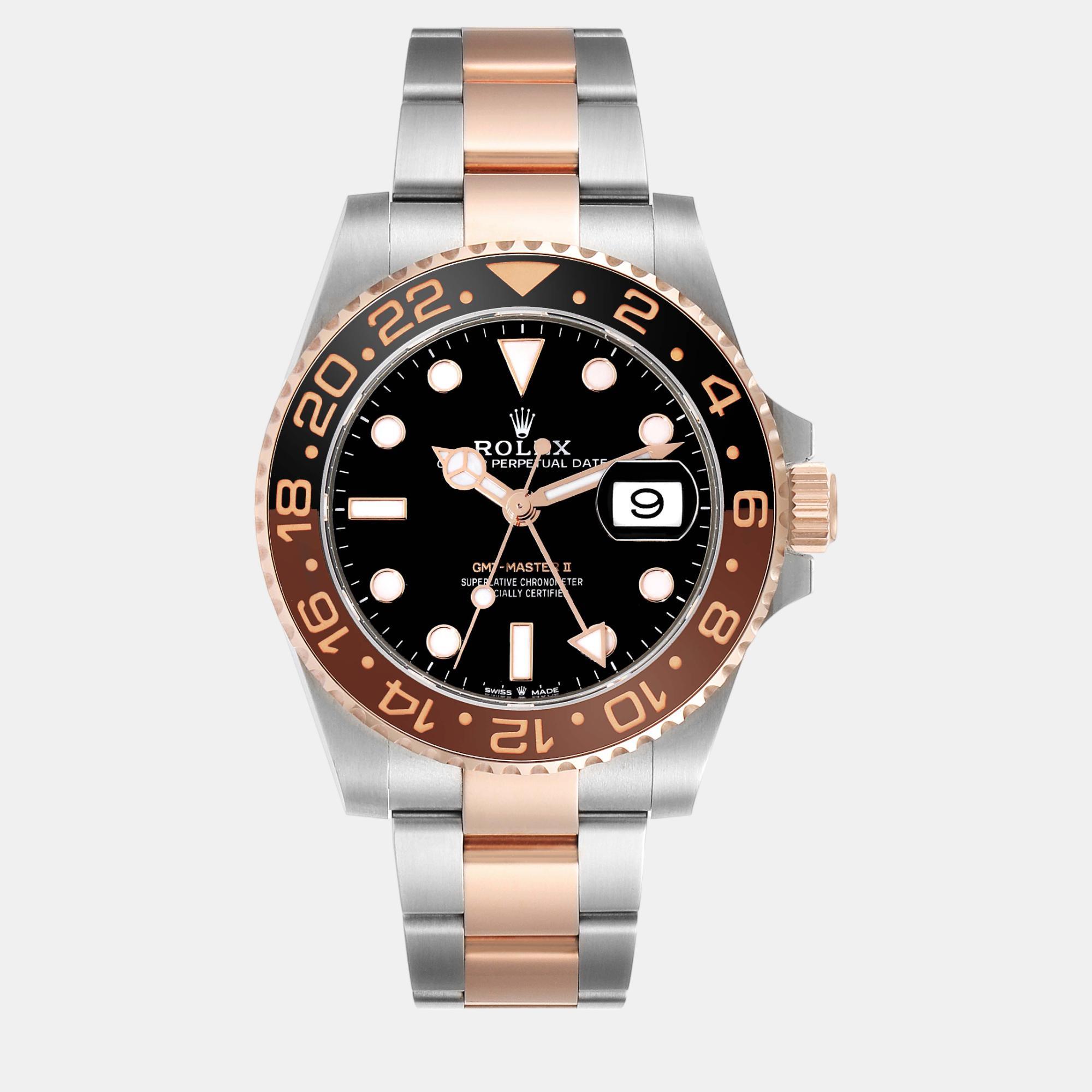 

Rolex GMT Master II Root Beer Steel Rose Gold Men's Watch 40 mm, Black