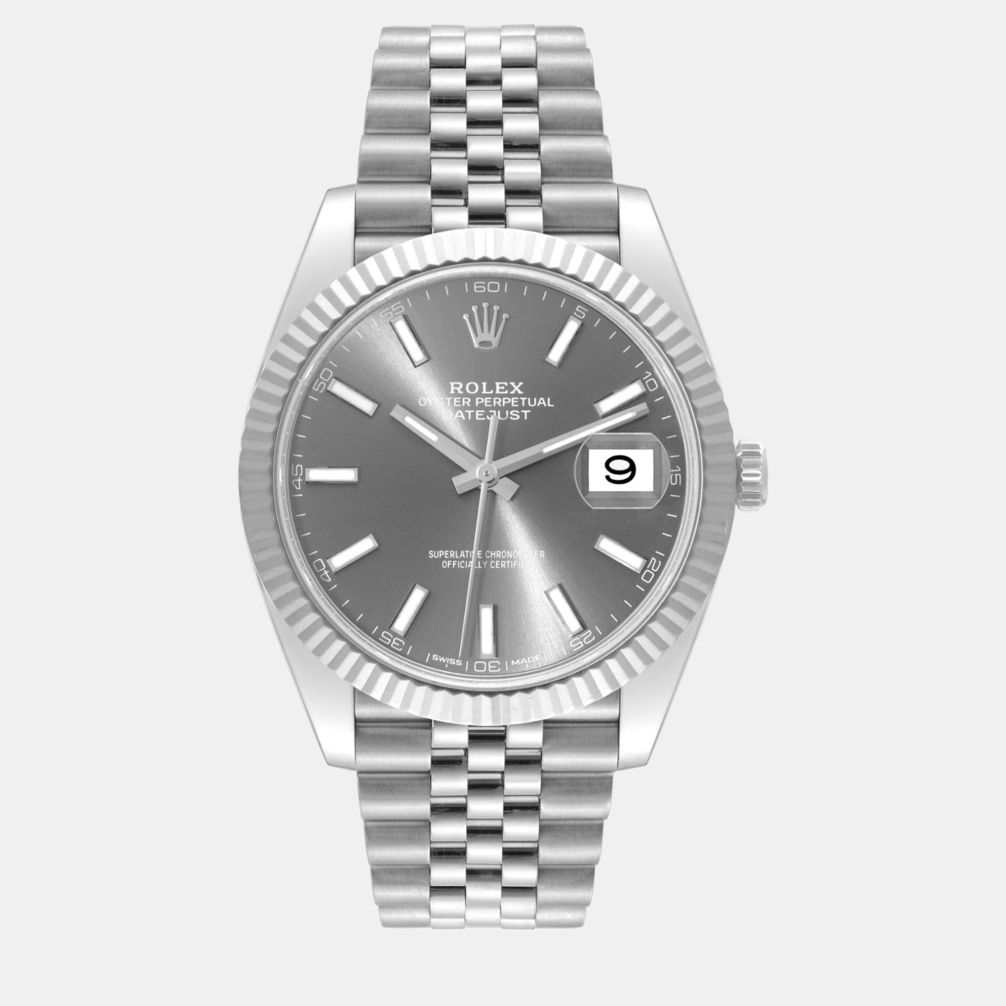 

Rolex Datejust Steel White Gold Slate Dial Men's Watch 41 mm, Grey