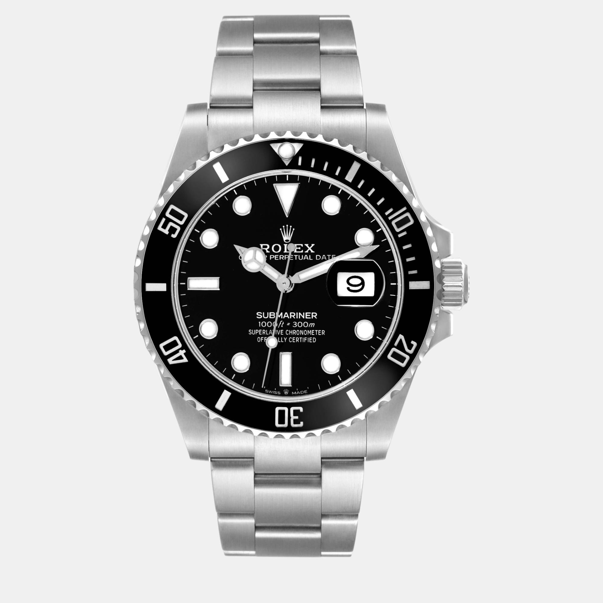 

Rolex Submariner Black Dial Ceramic Bezel Steel Men's Watch 41 mm