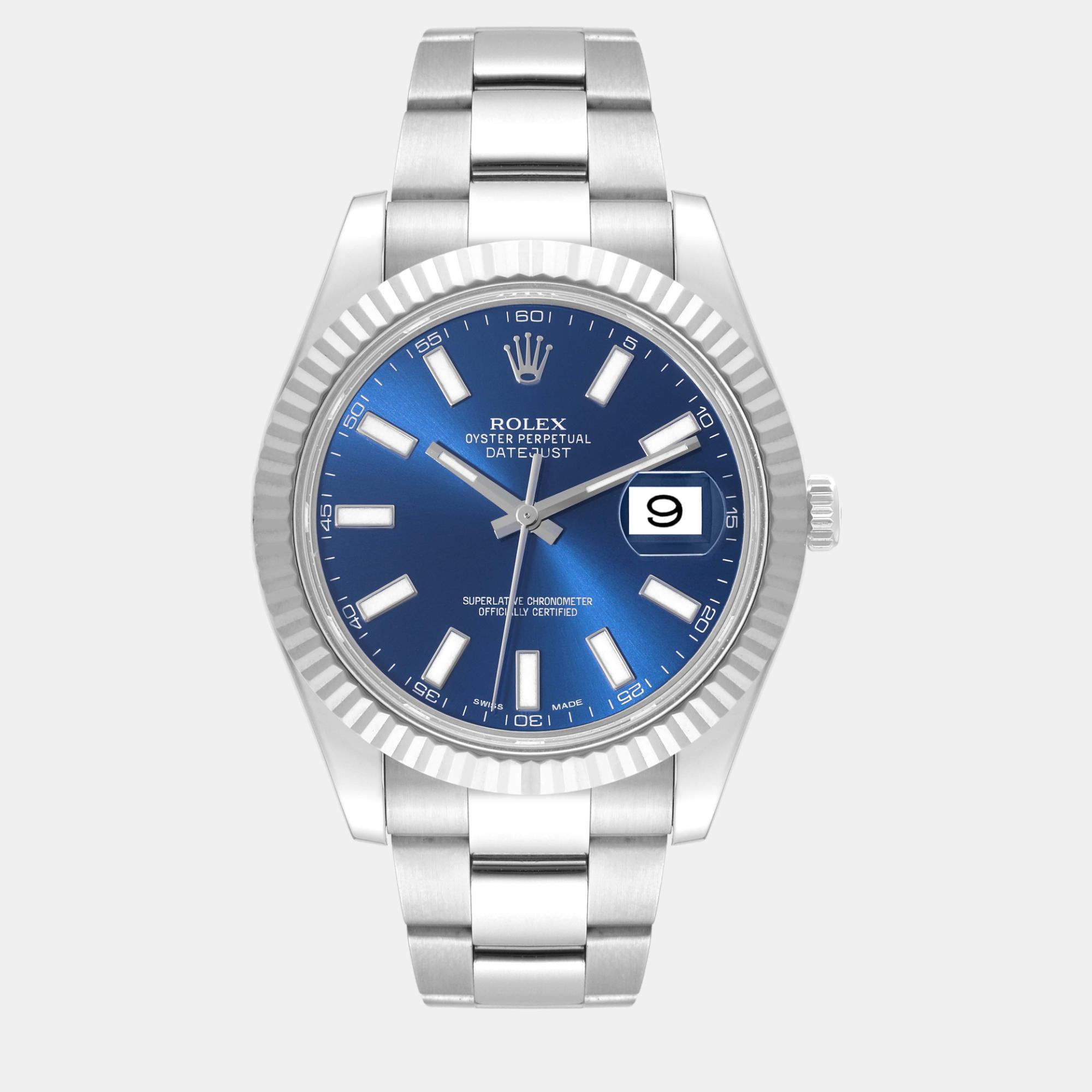 

Rolex Datejust II Blue Dial Steel White Gold Men's Watch 41 mm