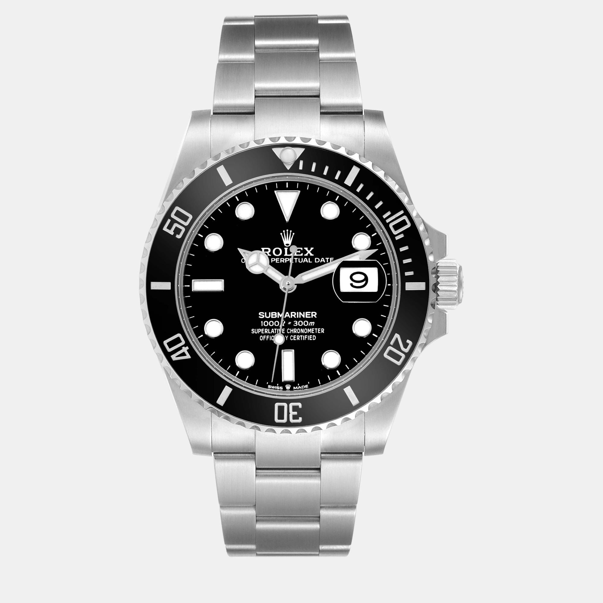 

Rolex Submariner Black Dial Ceramic Bezel Steel Men's Watch 41 mm