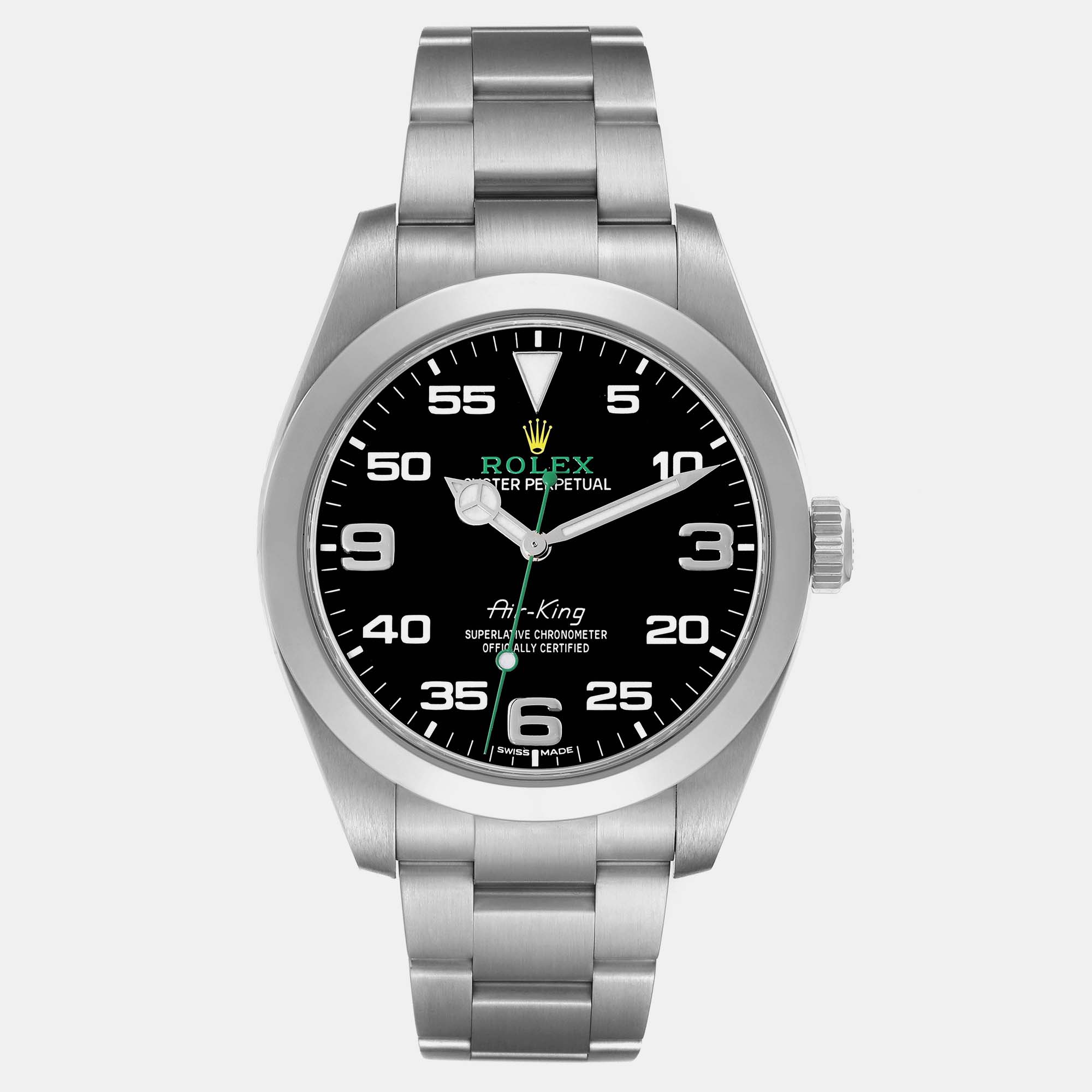 

Rolex Oyster Perpetual Air King Green Hand Steel Men's Watch 40 mm, Black