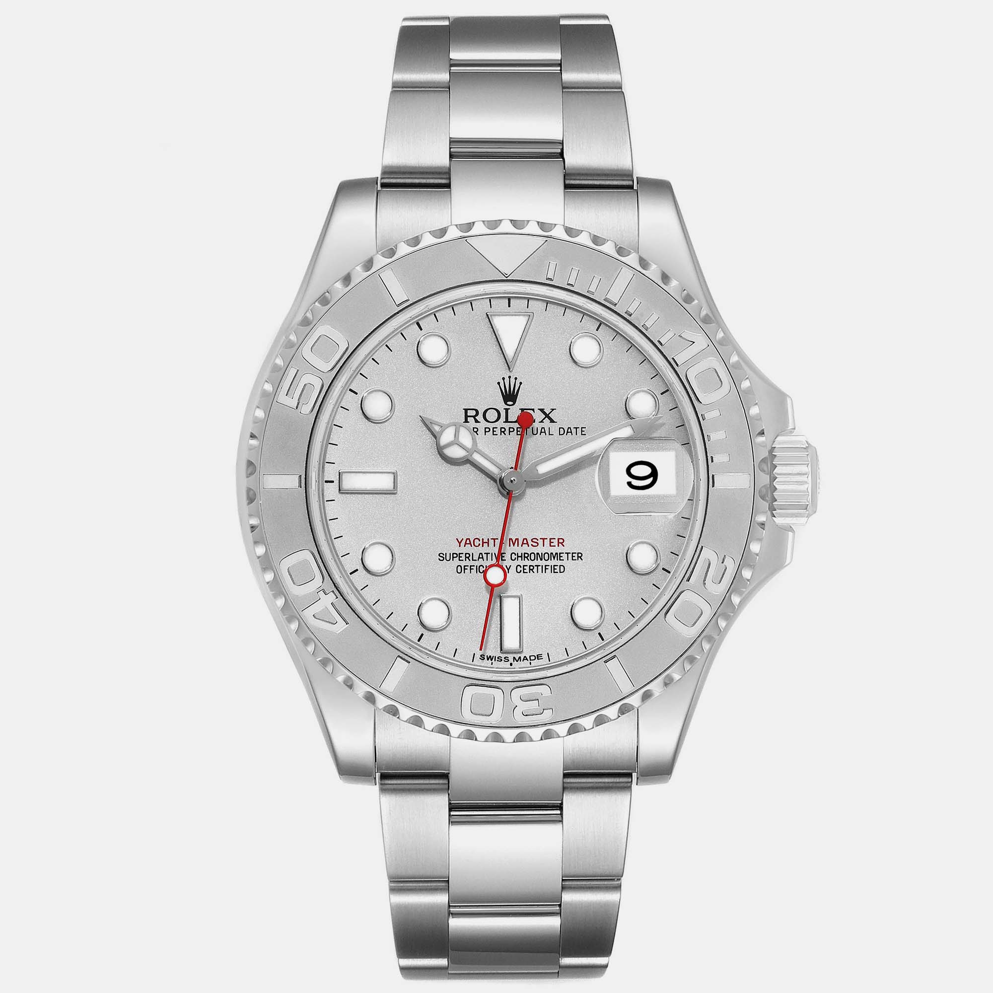 

Rolex Yachtmaster Platinum Dial Steel Men's Watch 40 mm, Silver