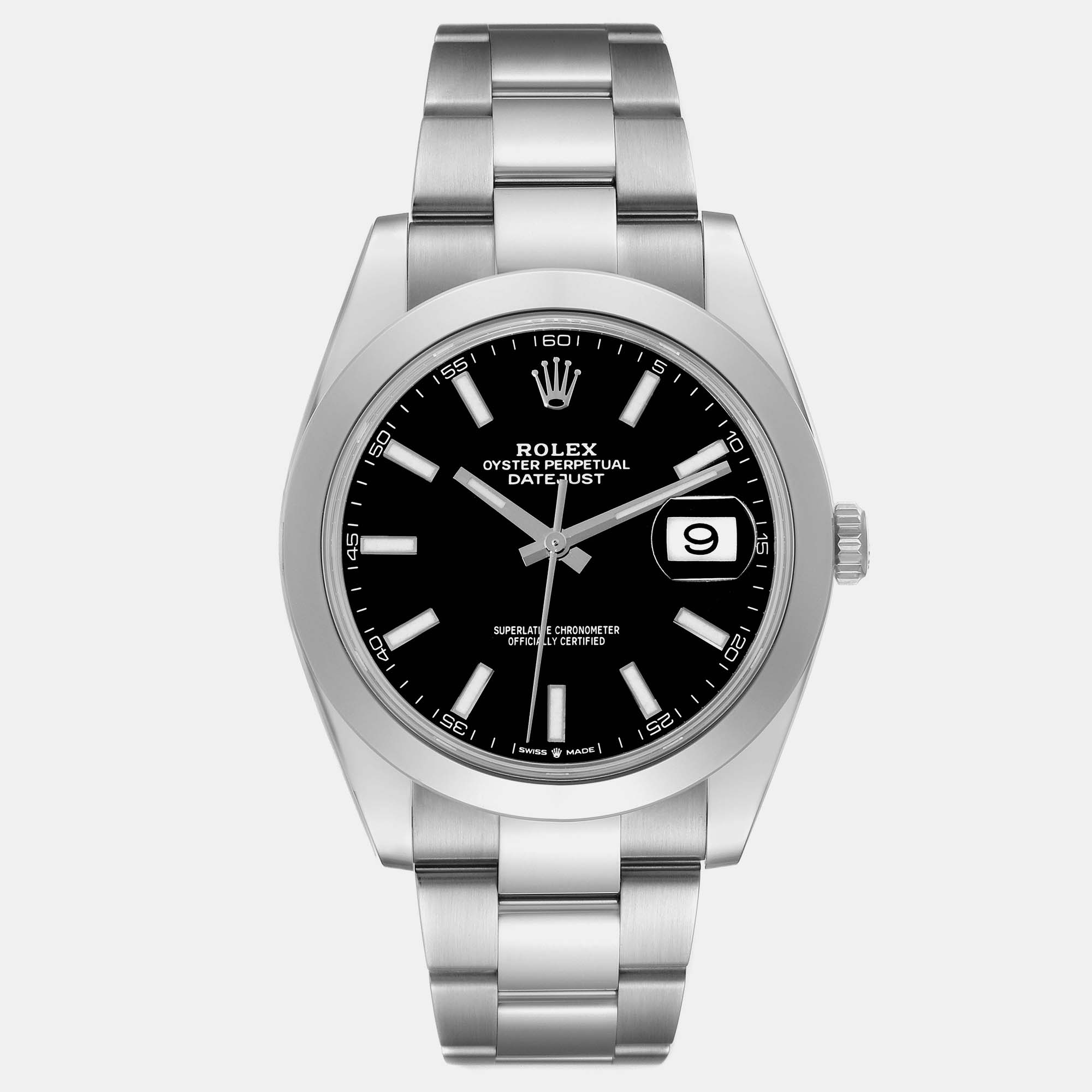 

Rolex Datejust Black Dial Smooth Bezel Steel Men's Watch 41 mm