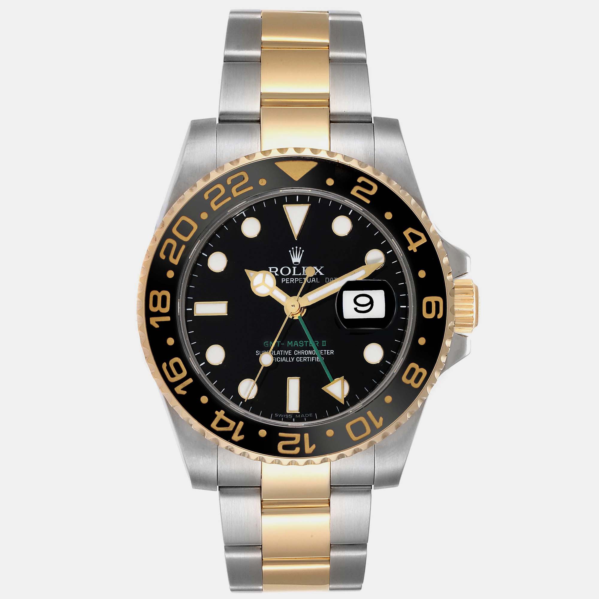 

Rolex GMT Master II Steel Yellow Gold Black Dial Men's Watch 40 mm