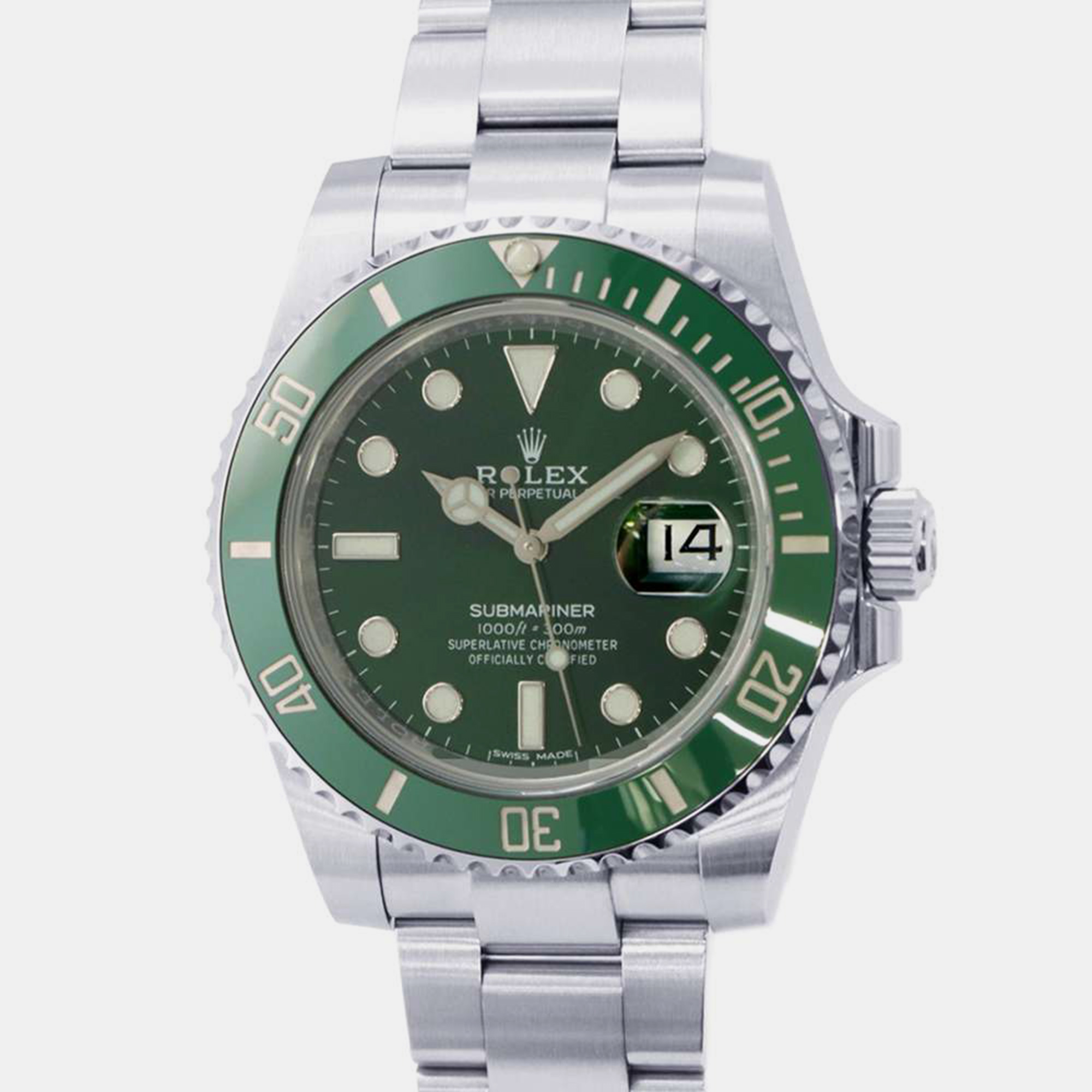 

Rolex Green Stainless Steel Submariner Automatic Men's Wristwatch 40 mm
