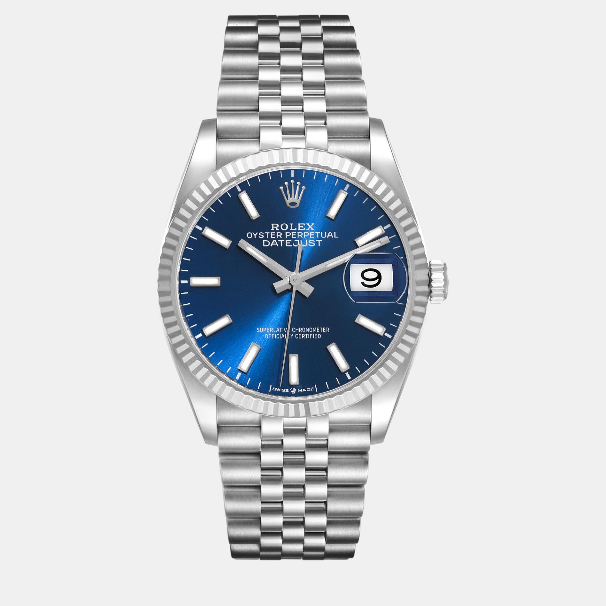 

Rolex Datejust Steel White Gold Blue Dial Men's Watch 36 mm