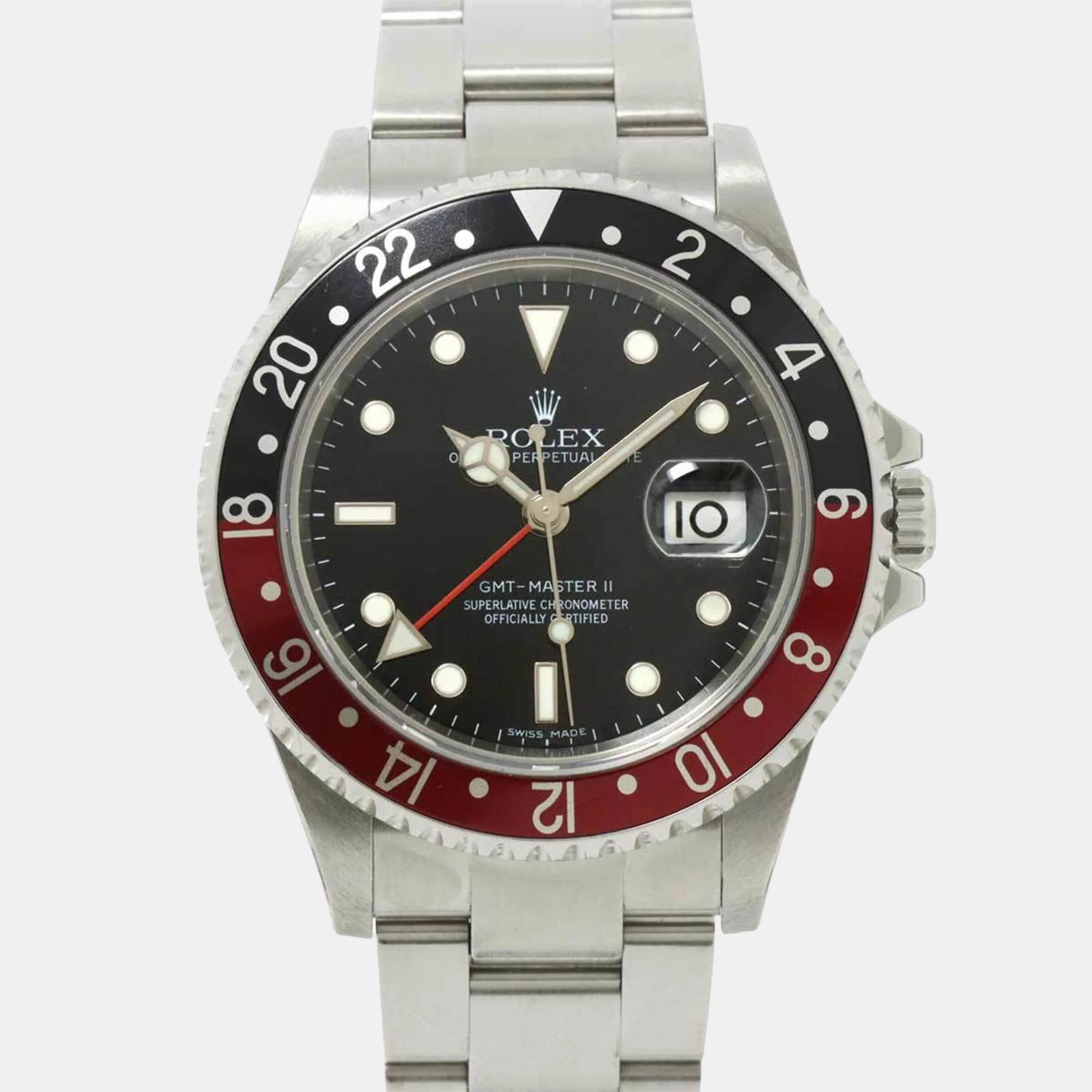 

Rolex Black Stainless Steel GMT-Master II 16710 Automatic Men's Wristwatch 40 mm