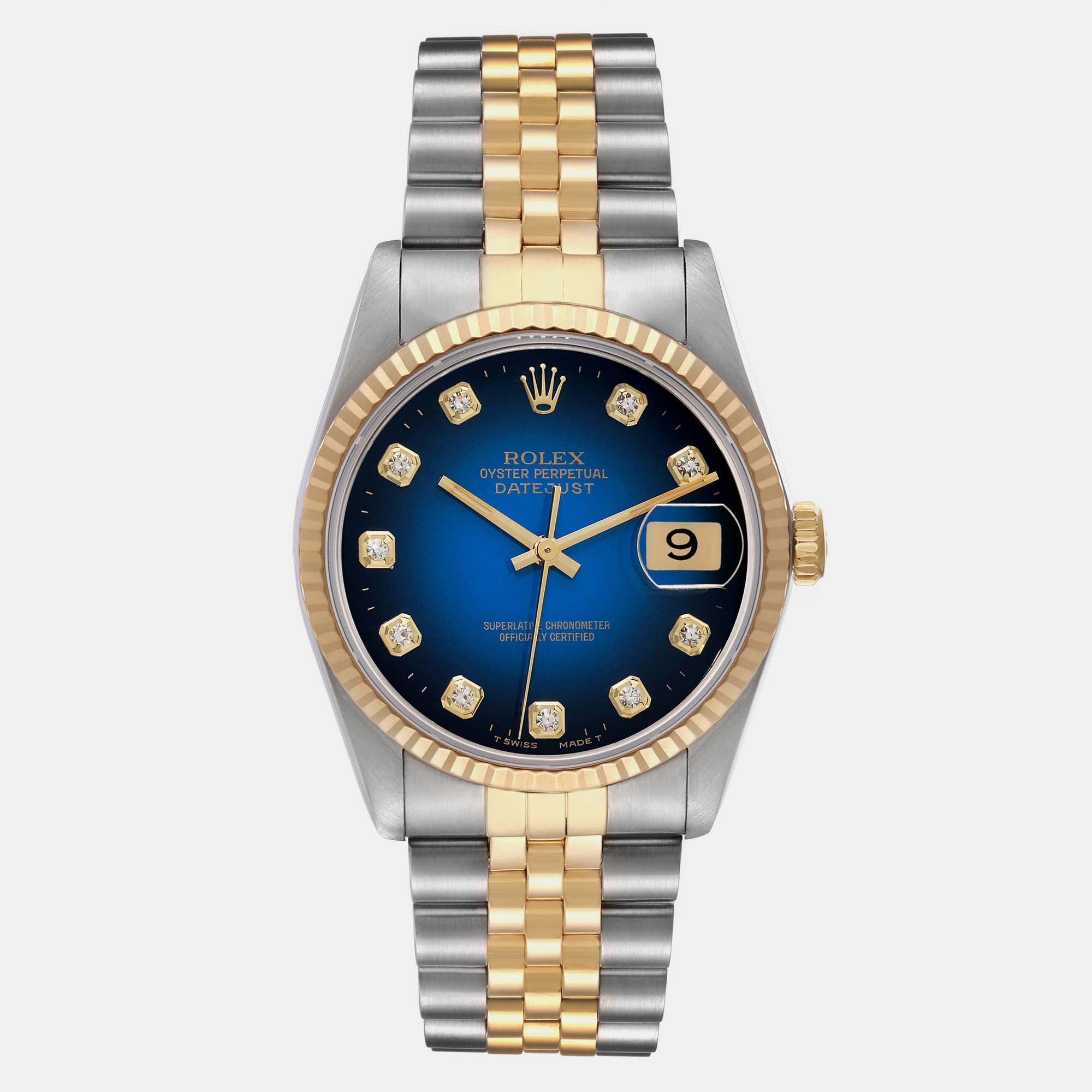 

Rolex Datejust Vignette Diamond Dial Steel Yellow Gold Men's Watch 36 mm, Blue