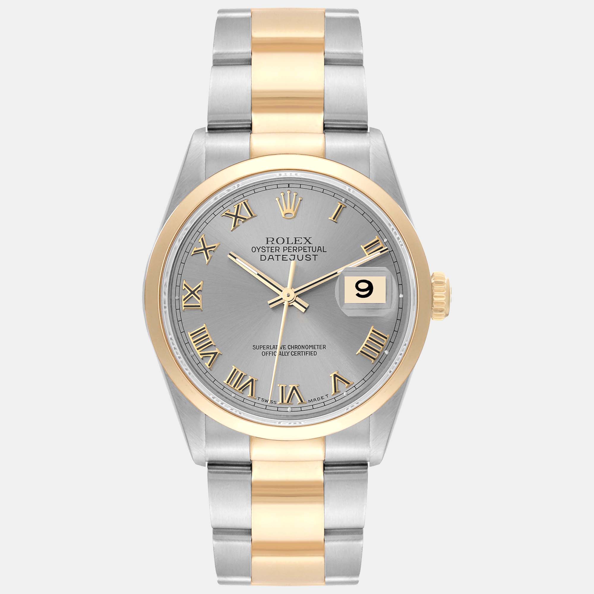

Rolex Datejust Steel Yellow Gold Slate Dial Men's Watch 36 mm, Grey