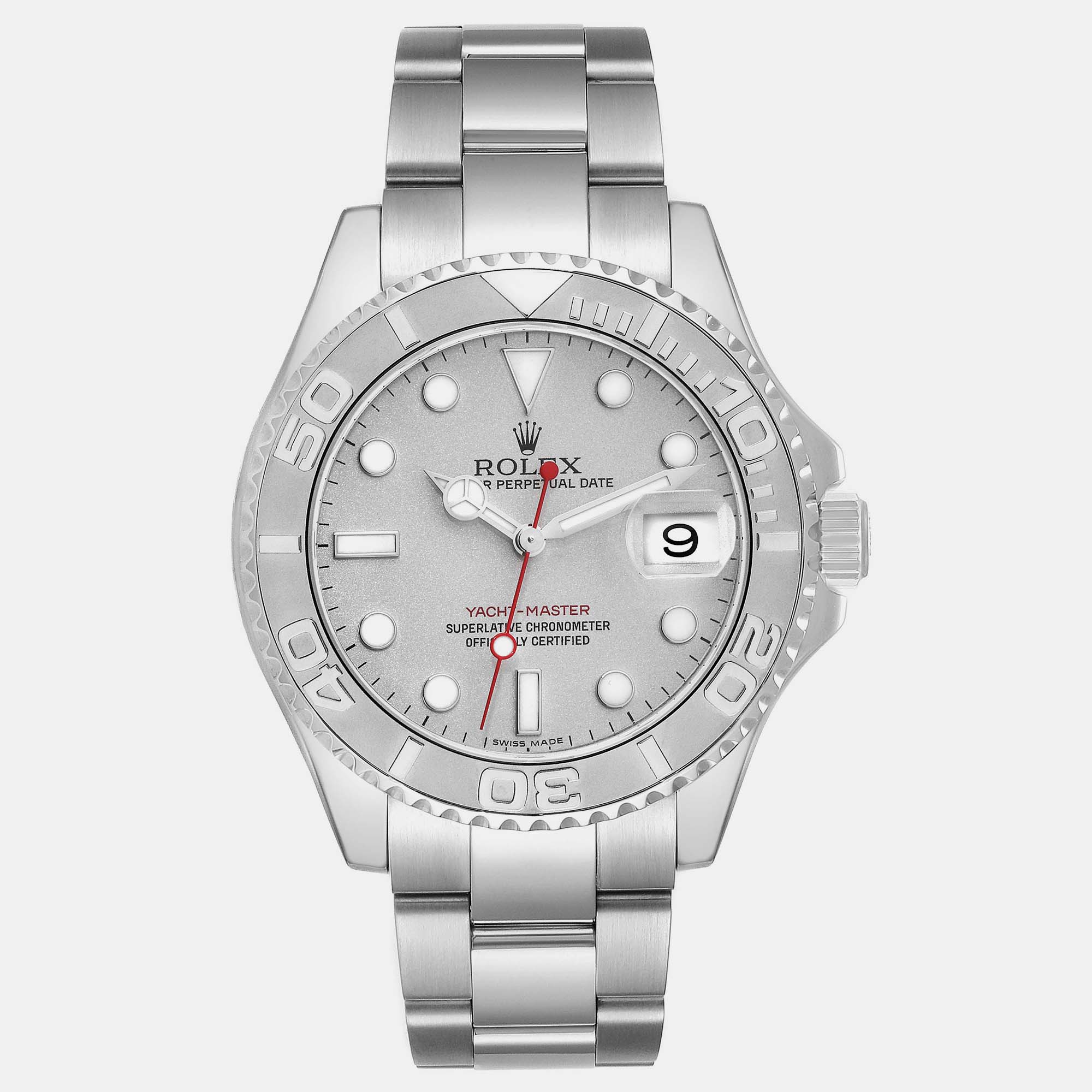 

Rolex Yachtmaster Platinum Dial Bezel Steel Men's Watch 40 mm, Silver