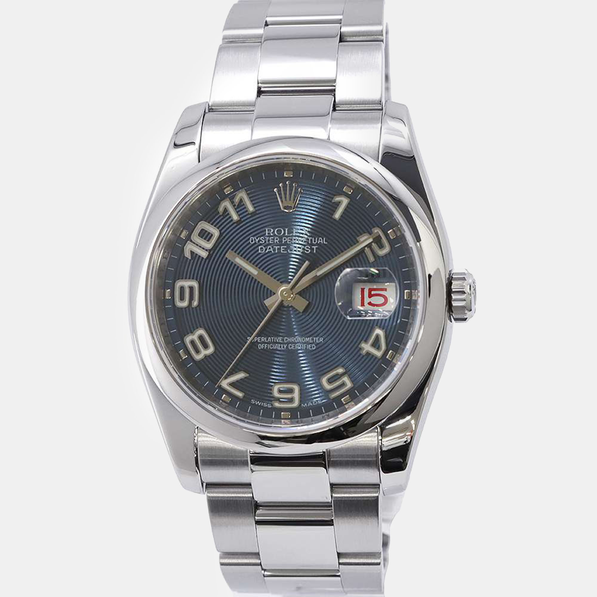 

Rolex Blue Stainless Steel Datejust 116200 Automatic Men's Wristwatch 36 mm