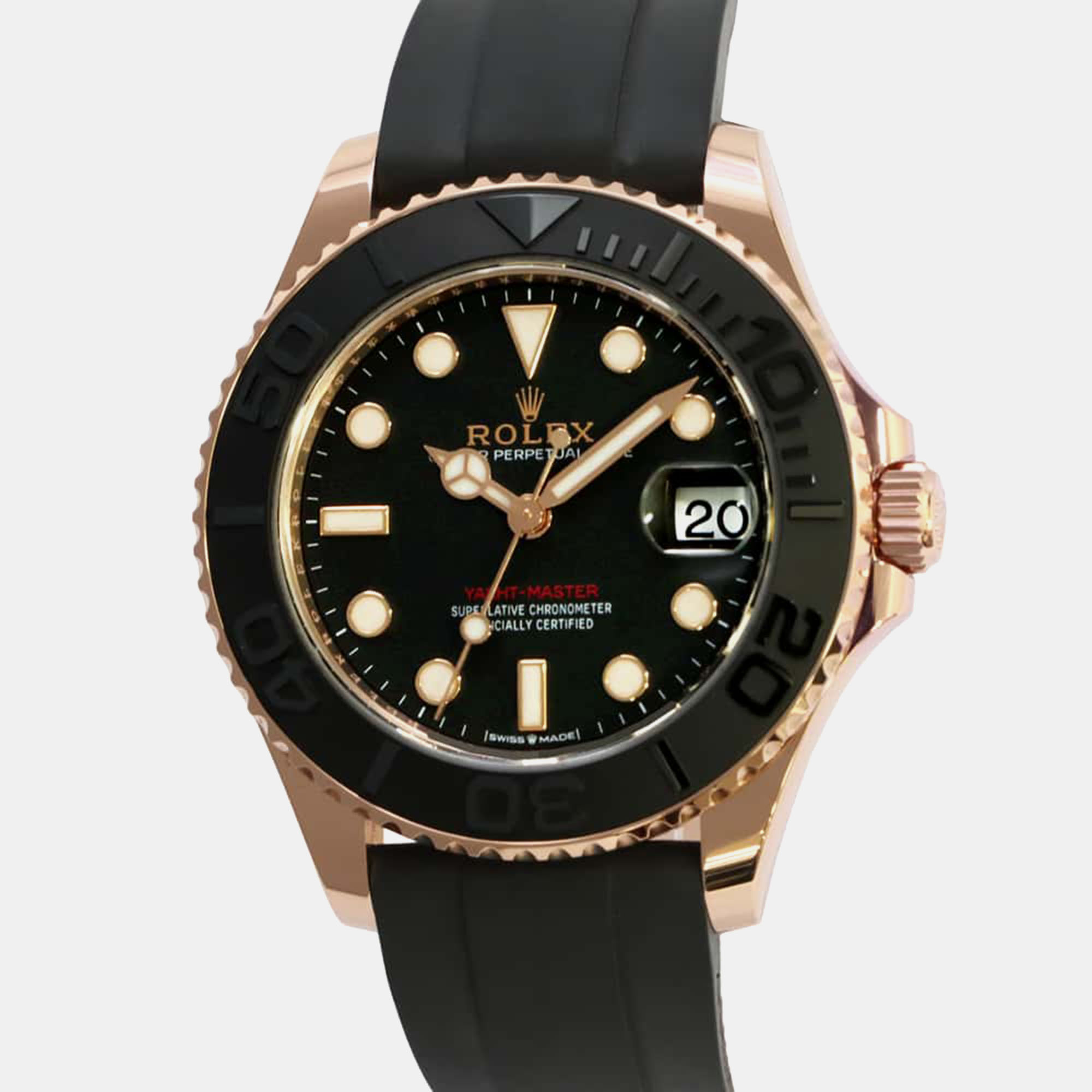 

Rolex Black 18k Rose Gold Yacht-Master 268655 Automatic Men's Wristwatch 37 mm