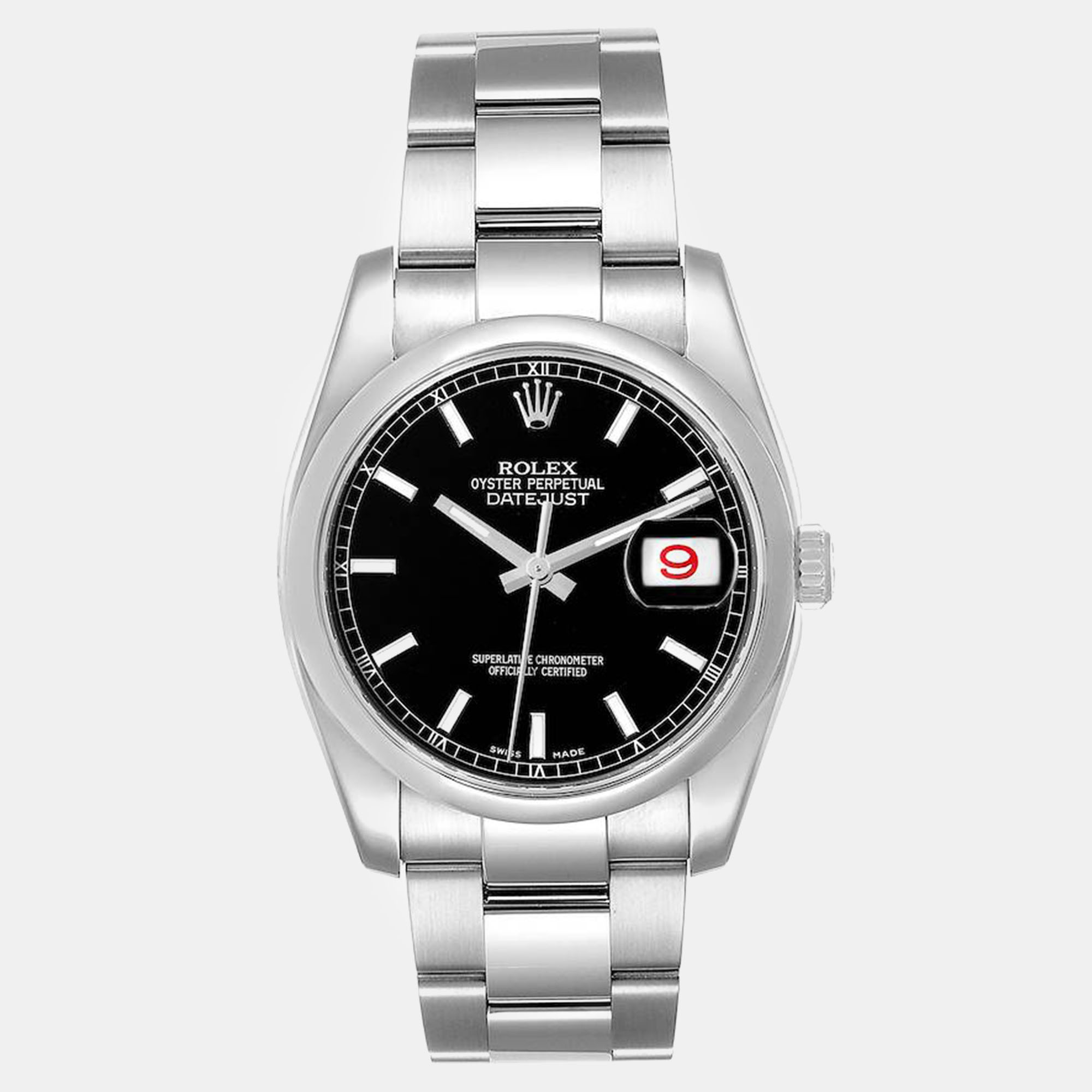 

Rolex Datejust Black Baton Dial Steel Men's Watch 36 mm