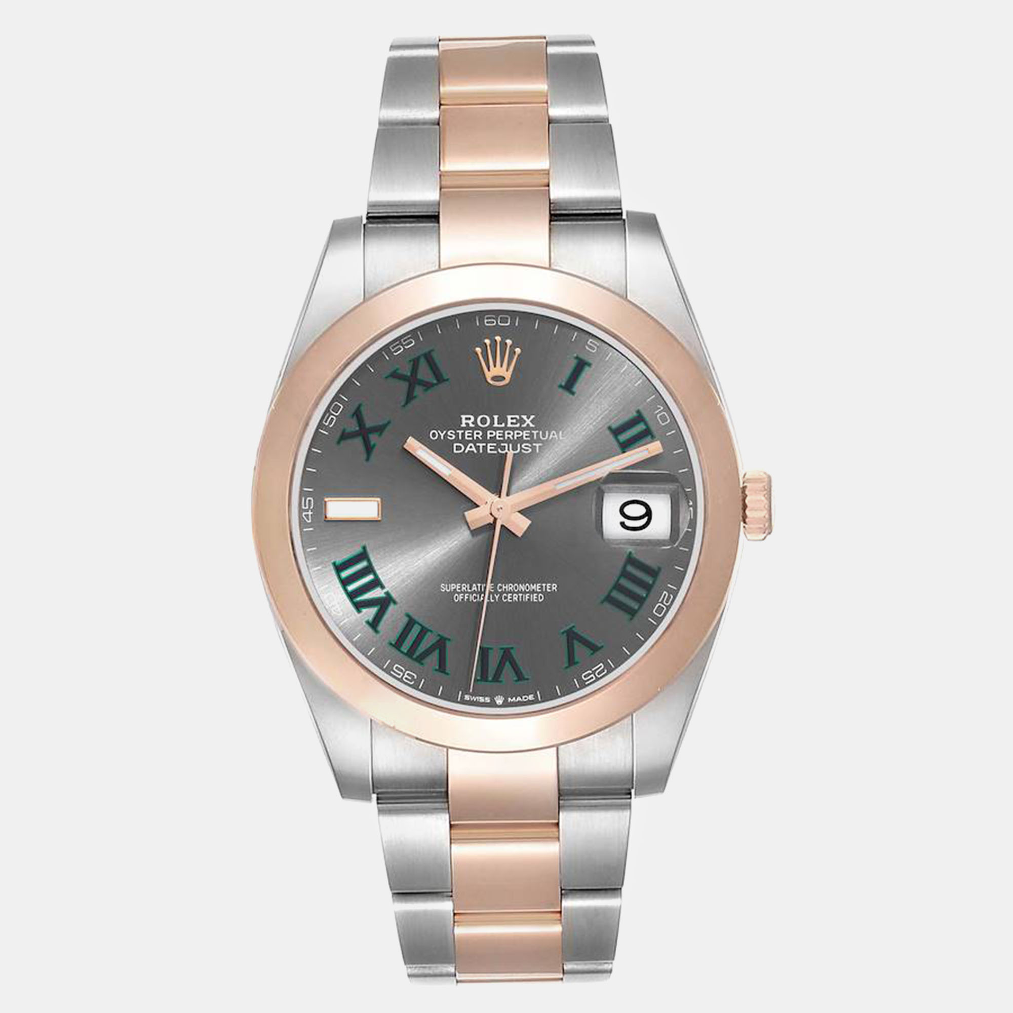 

Rolex Datejust Steel Rose Gold Wimbledon Dial Men's Watch 41 mm, Grey