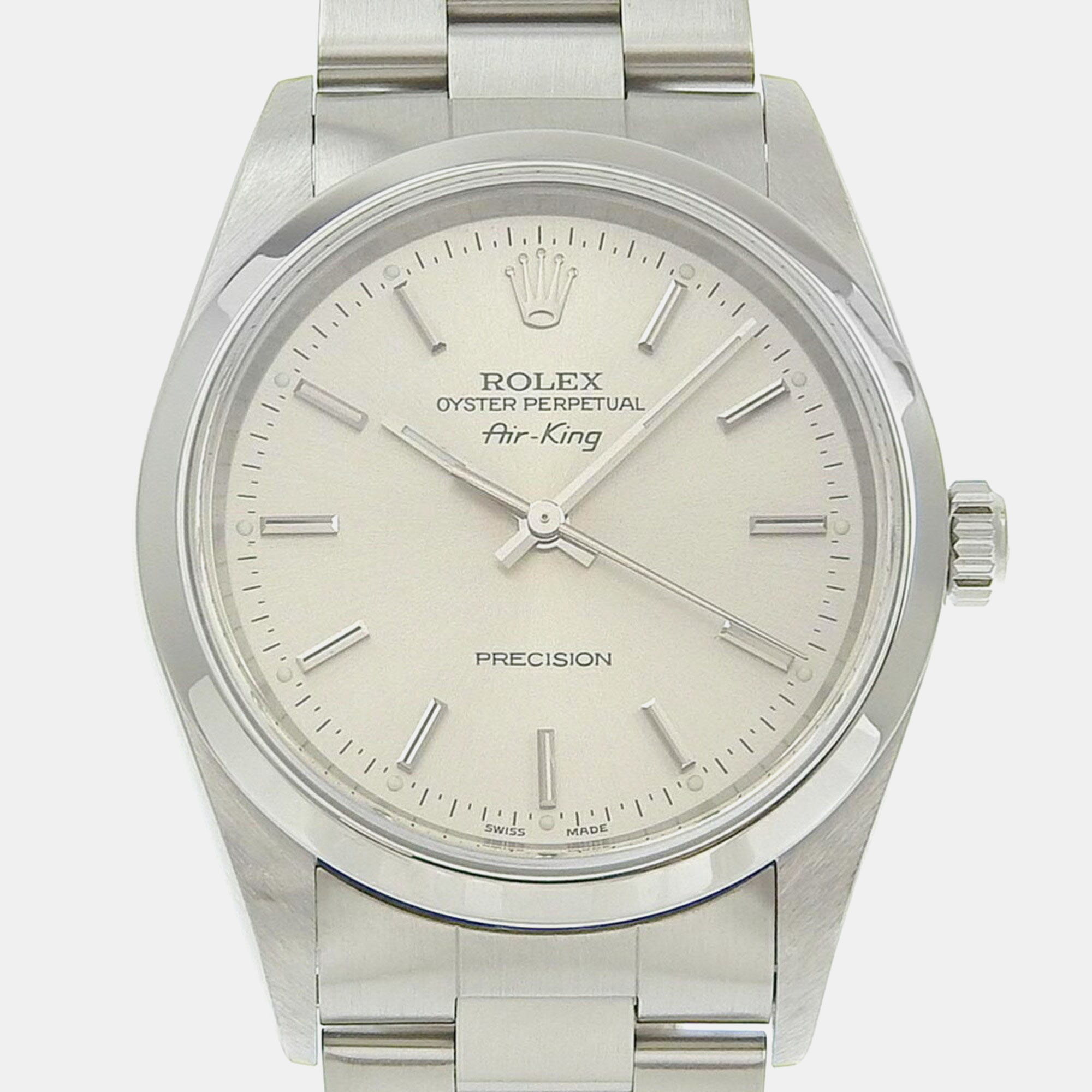 

Rolex Silver Stainless Steel Air-King Automatic Men's Wristwatch 34 mm