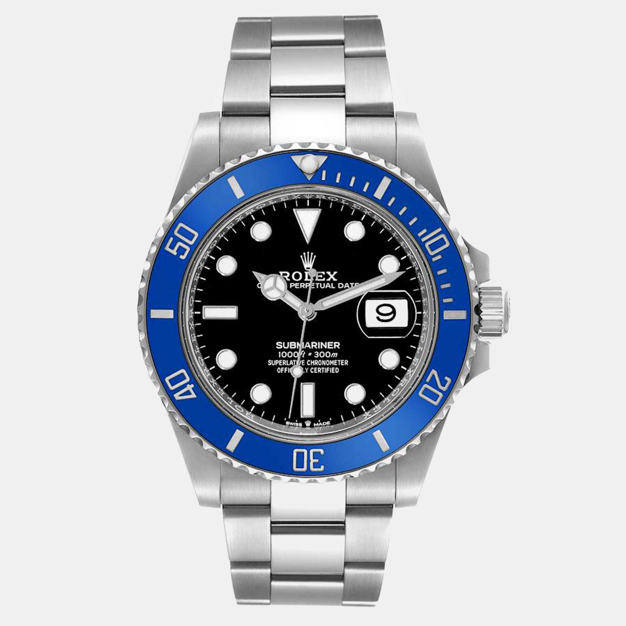 

Rolex Submariner Cookie Monster Blue Ceramic Bezel White Gold Men's Watch 41 mm, Black