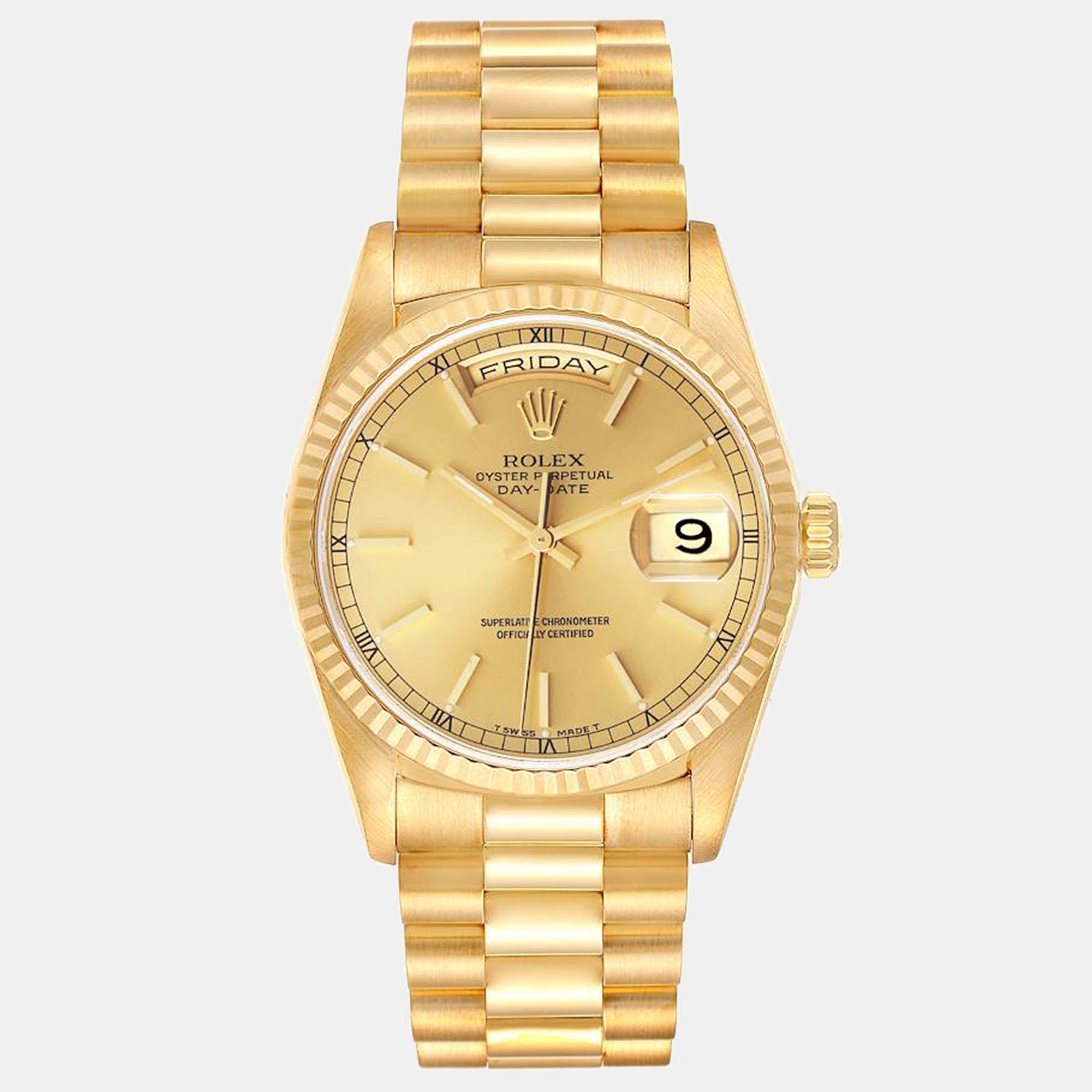 

Rolex President Day-Date Yellow Gold Champagne Dial Men's Watch 36 mm