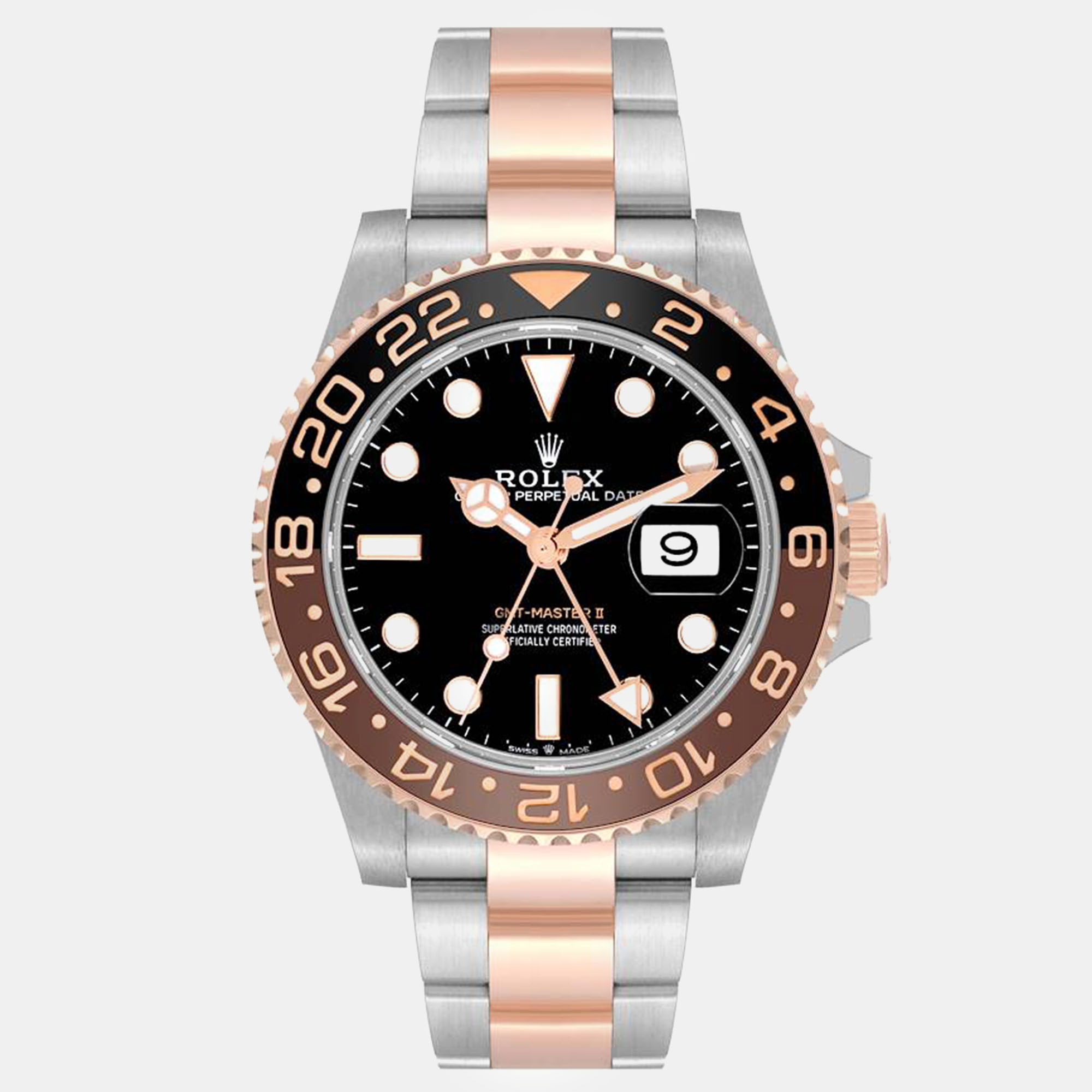 

Rolex GMT Master II Root Beer Steel Rose Gold Men's Watch 40 mm, Black