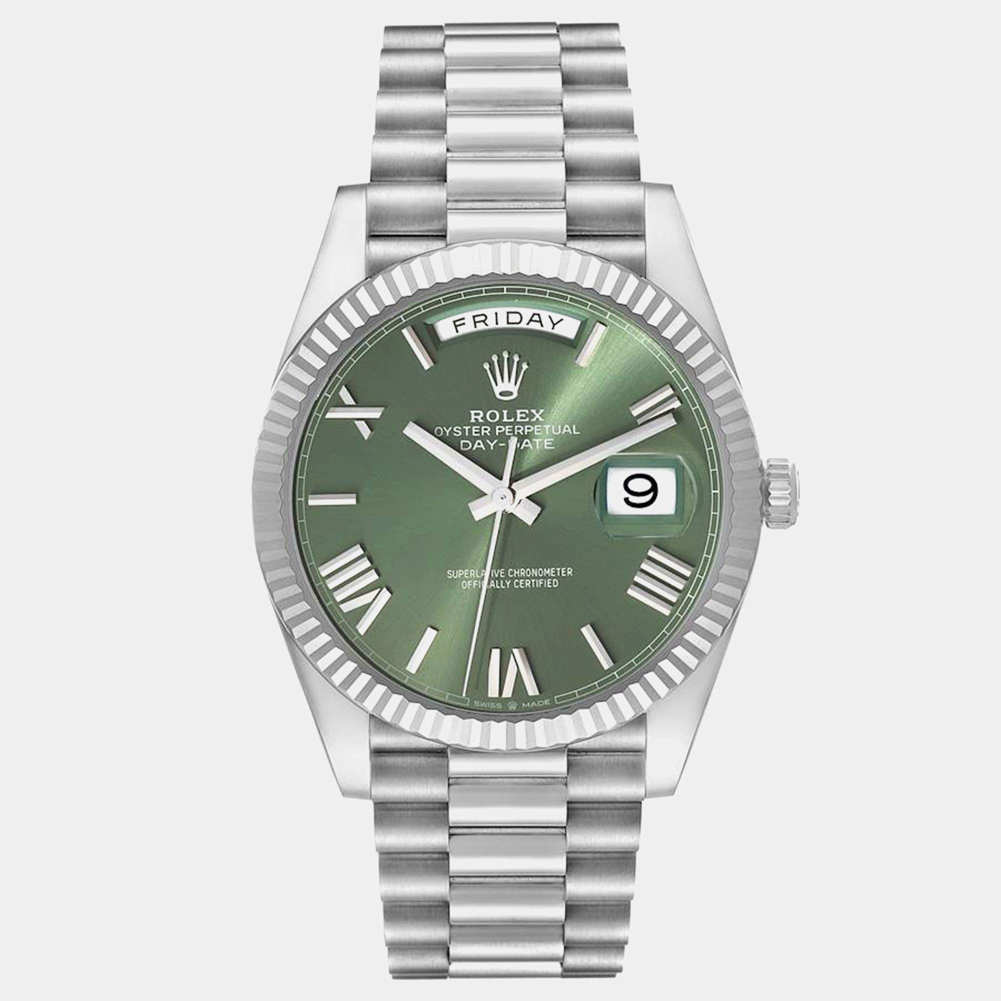 

Rolex President Day-Date Green Dial White Gold Men's Watch 40 mm