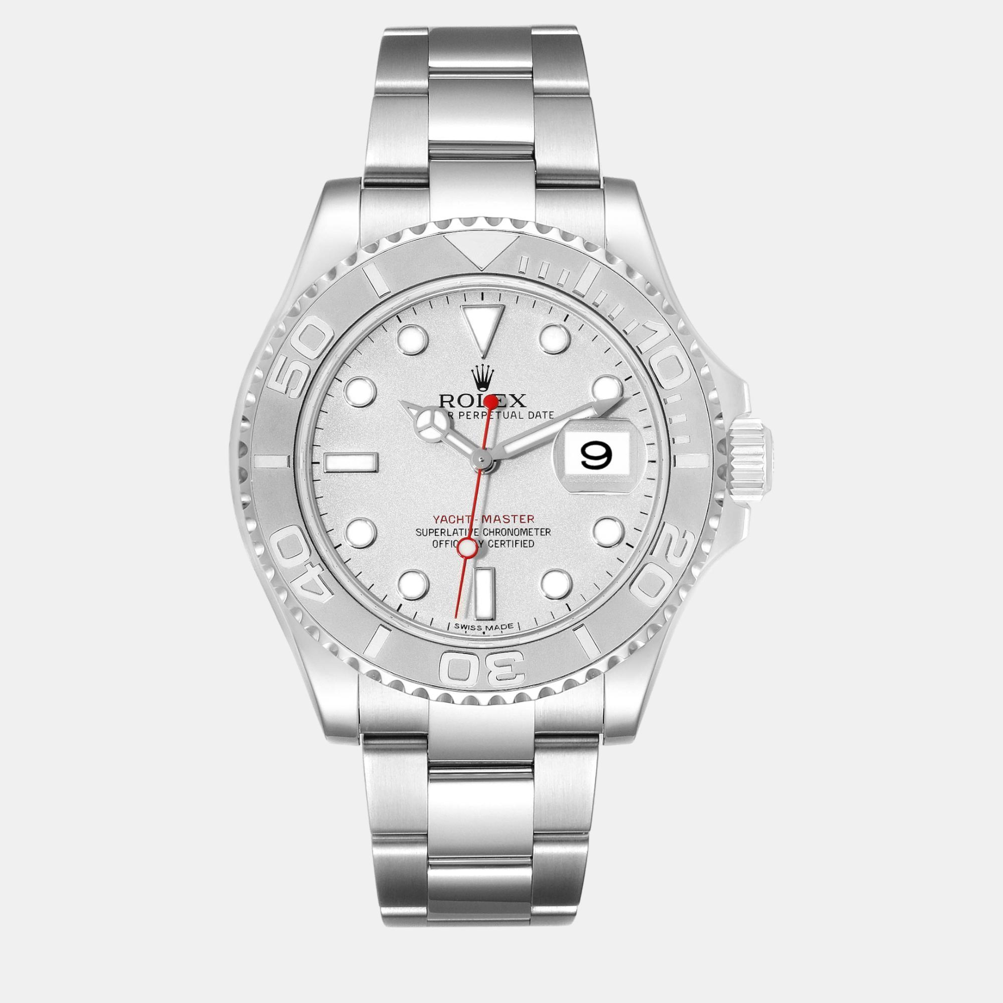 

Rolex Yachtmaster Platinum Dial Steel Men's Watch 40 mm, Silver