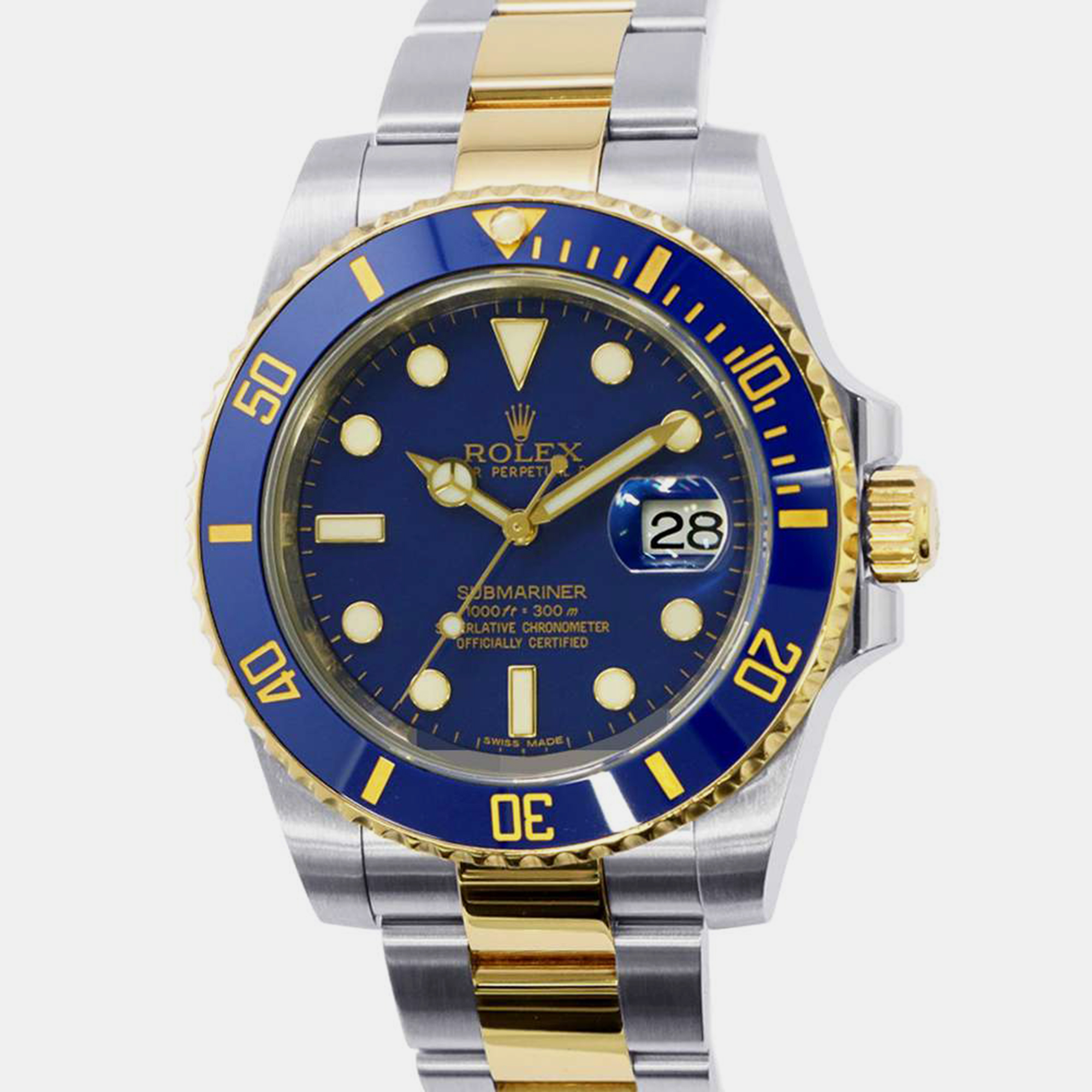 

Rolex Blue 18k Yellow Gold Stainless Steel Submariner 116613LB Automatic Men's Wristwatch 40 mm