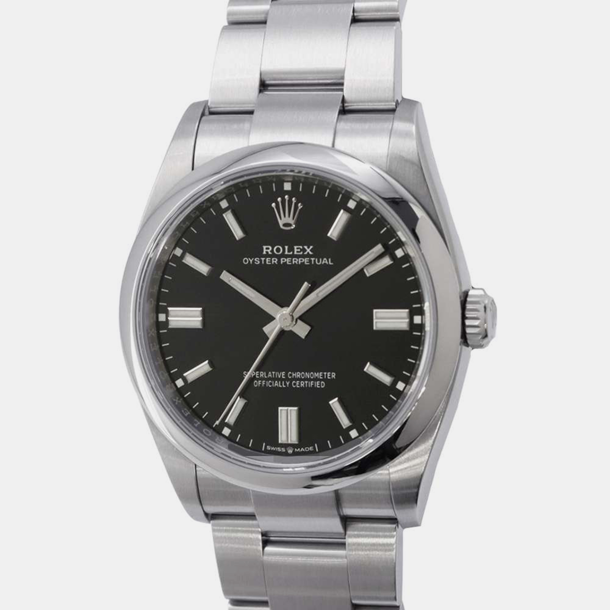 

Rolex Black Stainless Steel Oyster Perpetual 126000 Automatic Men's Wristwatch 36 mm