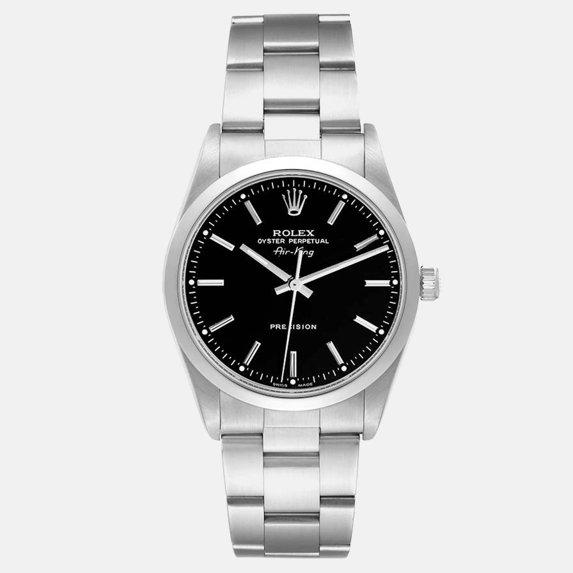 

Rolex Air King Black Dial Smooth Bezel Steel Men's Watch 34 mm