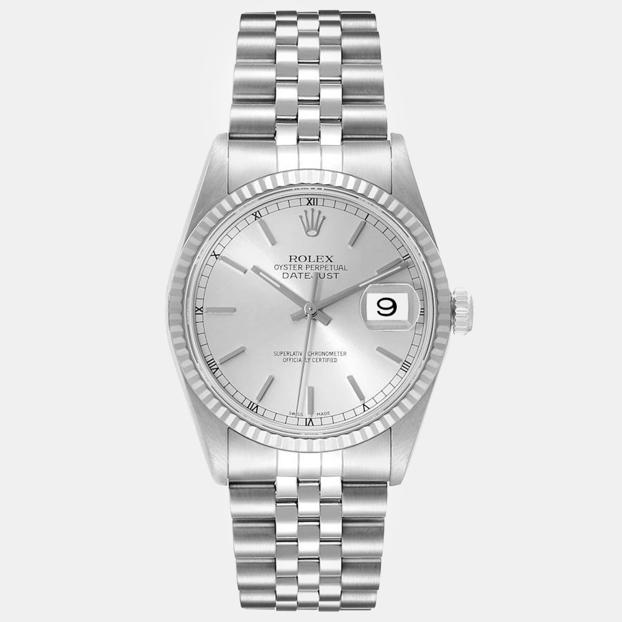 

Rolex Datejust Silver Dial Steel White Gold Men's Watch 36 mm