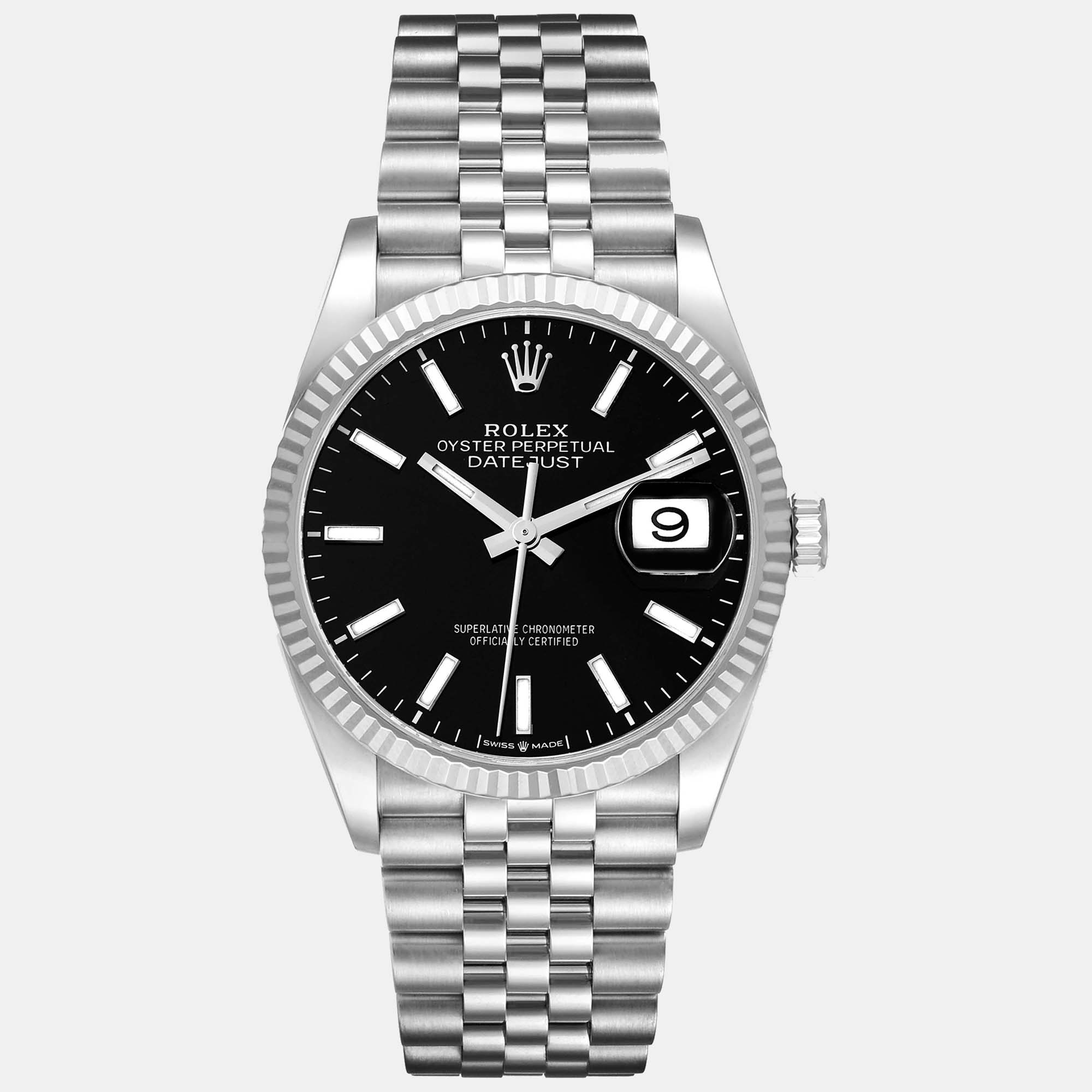 

Rolex Datejust Steel White Gold Black Dial Men's Watch 36 mm