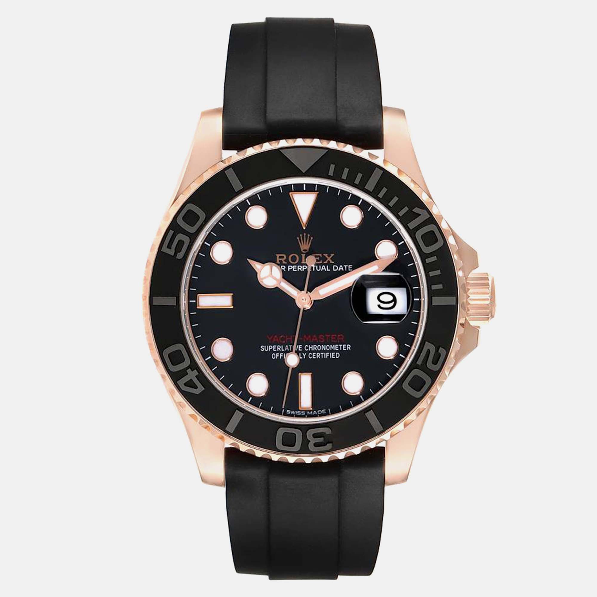 

Rolex Yachtmaster Rose Gold Oysterflex Bracelet Men's Watch 40 mm, Black