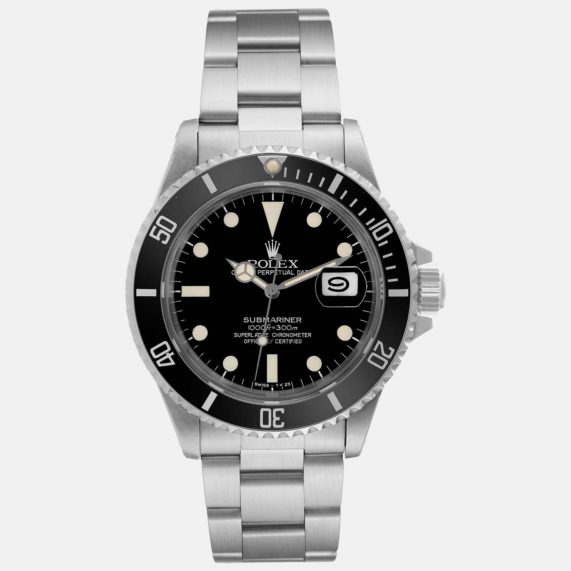 

Rolex Submariner Date Steel Vintage Men's Watch 40 mm, Black