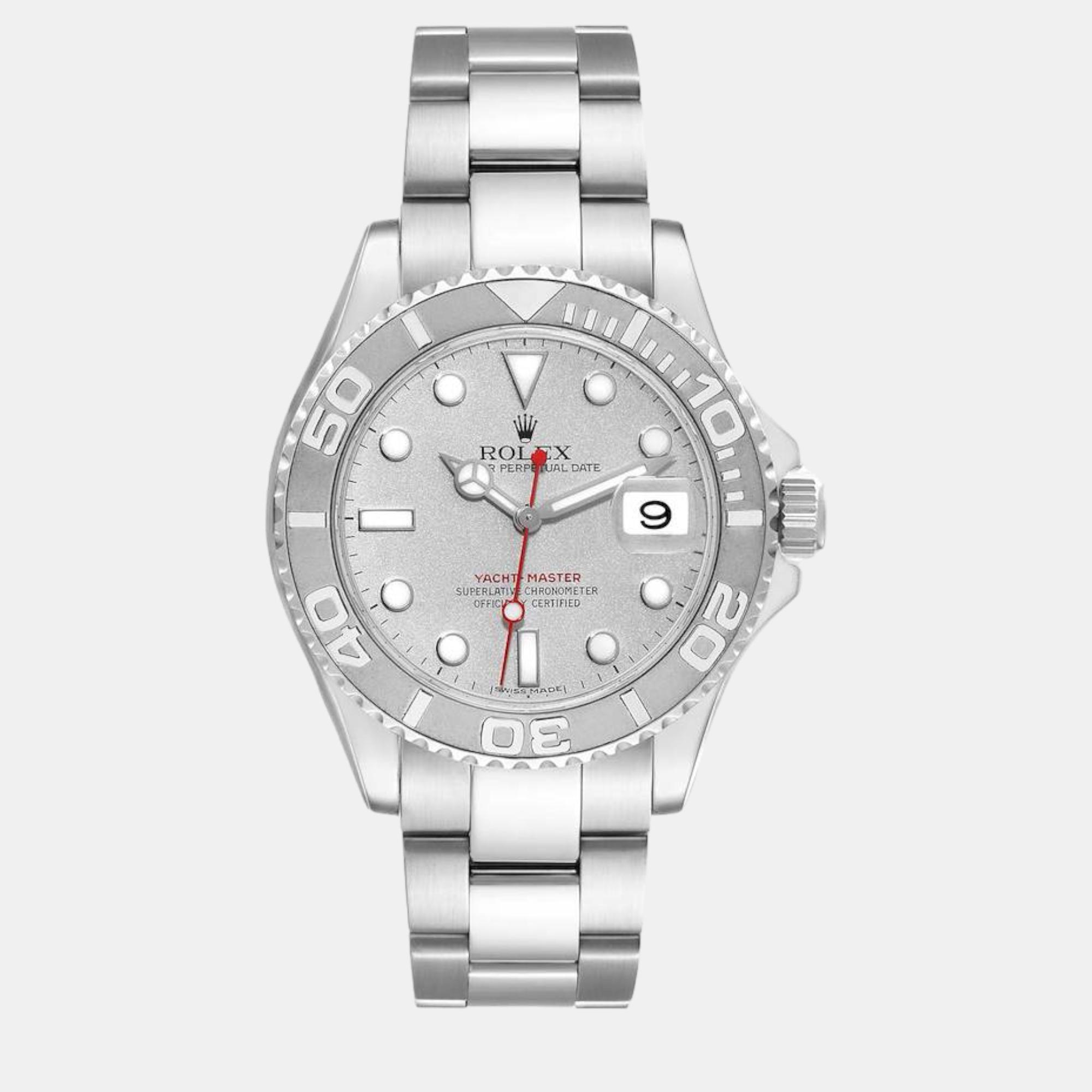 

Rolex Yachtmaster Platinum Dial Steel Men's Watch 40 mm, Silver