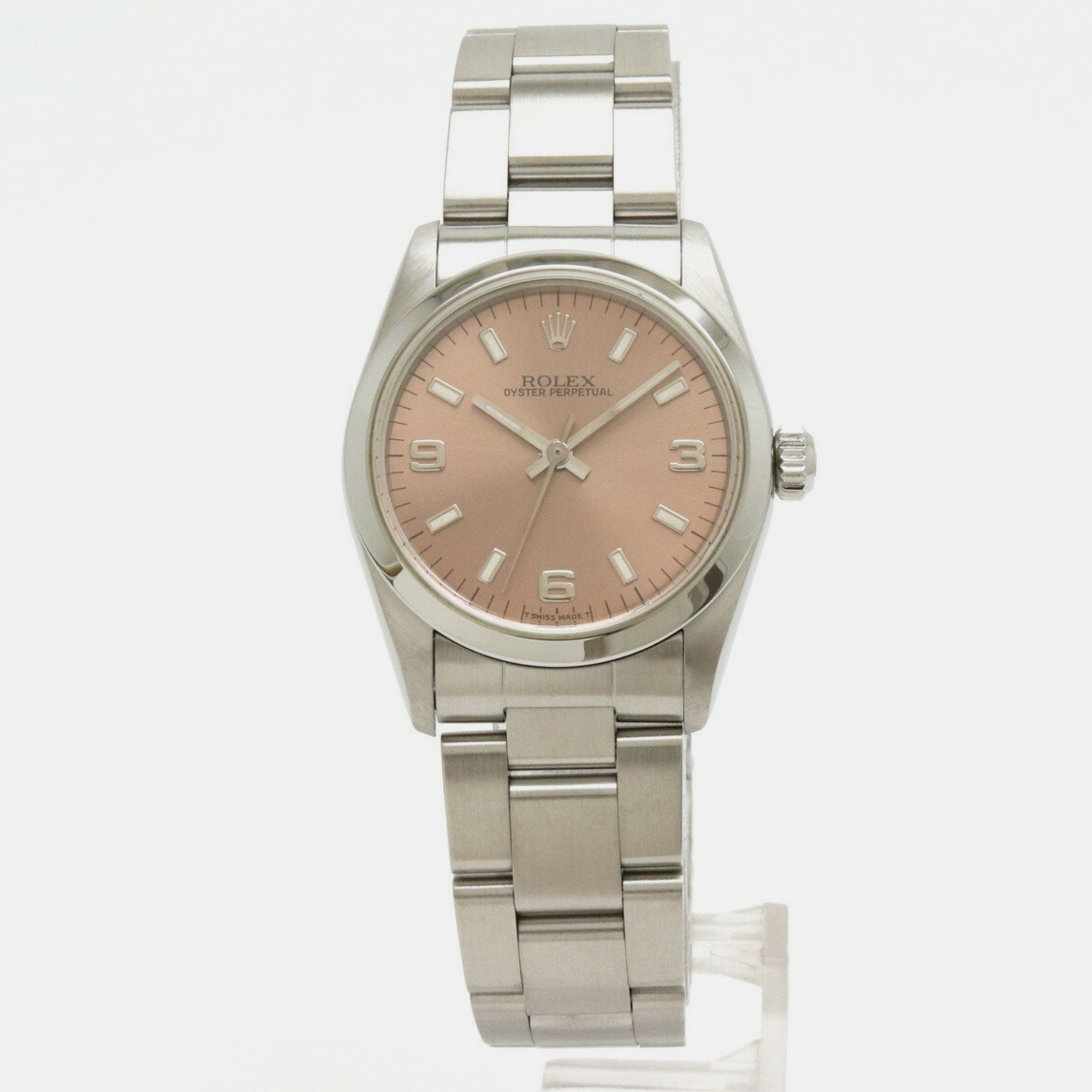 

Rolex Pink Stainless Steel Oyster Perpetual 67480 Automatic Men's Wristwatch 30 mm