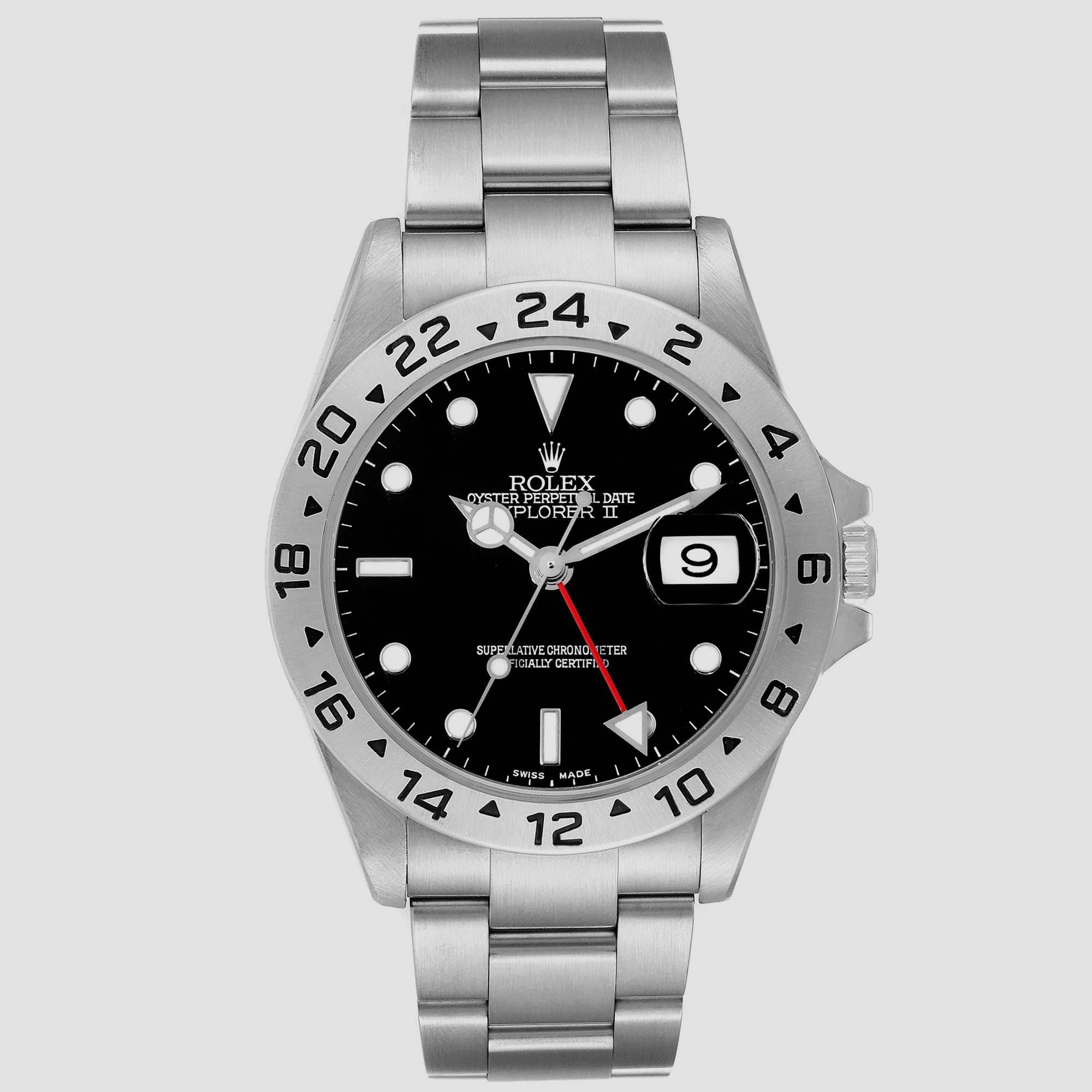 Pre-owned Rolex Explorer Ii Black Dial Steel Mens Watch 16570 40 Mm