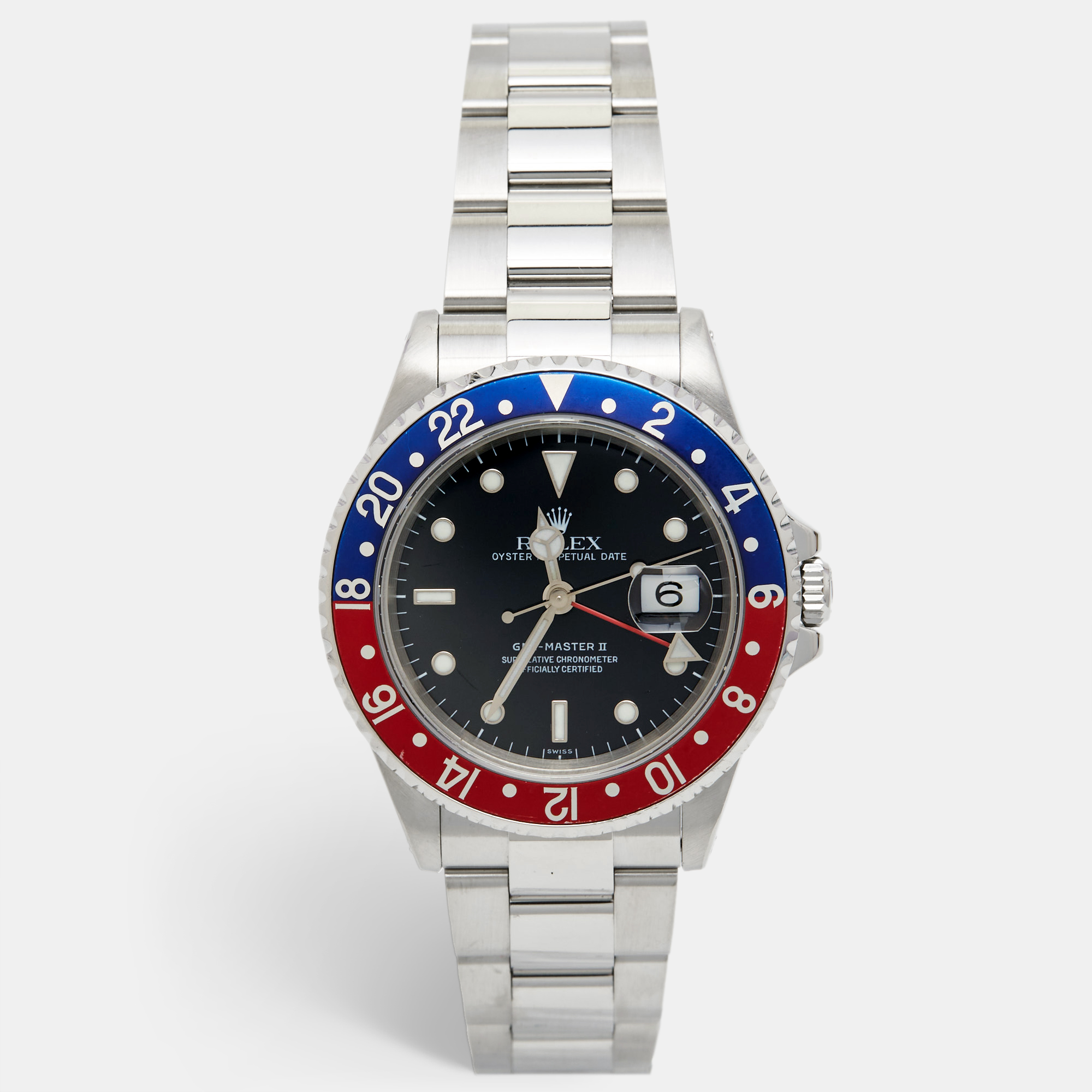 

Rolex Black Stainless Steel GMT-Master II 'Pepsi, Silver