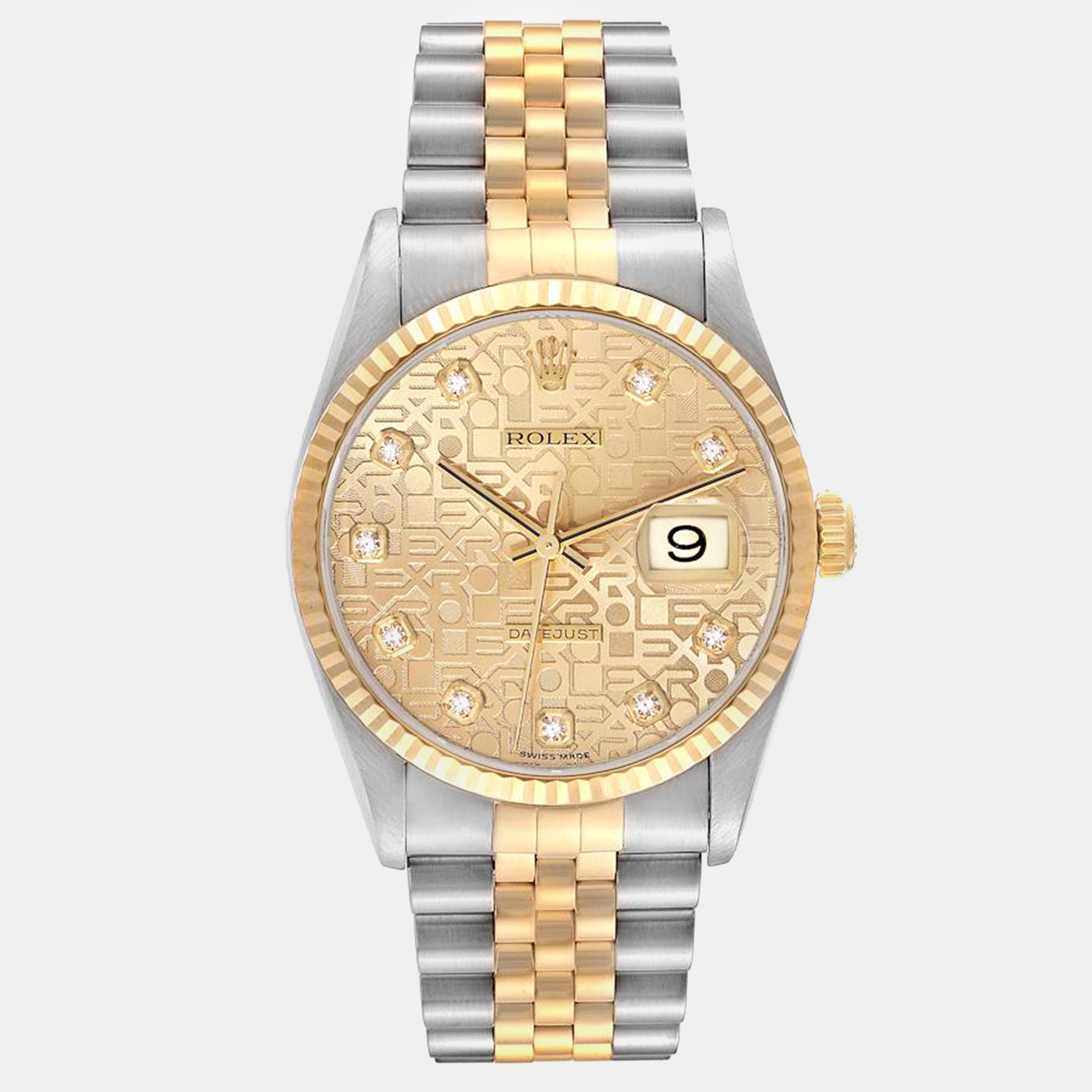 

Rolex Datejust Anniversary Diamond Dial Steel Yellow Gold Men's Watch 16233 36 mm