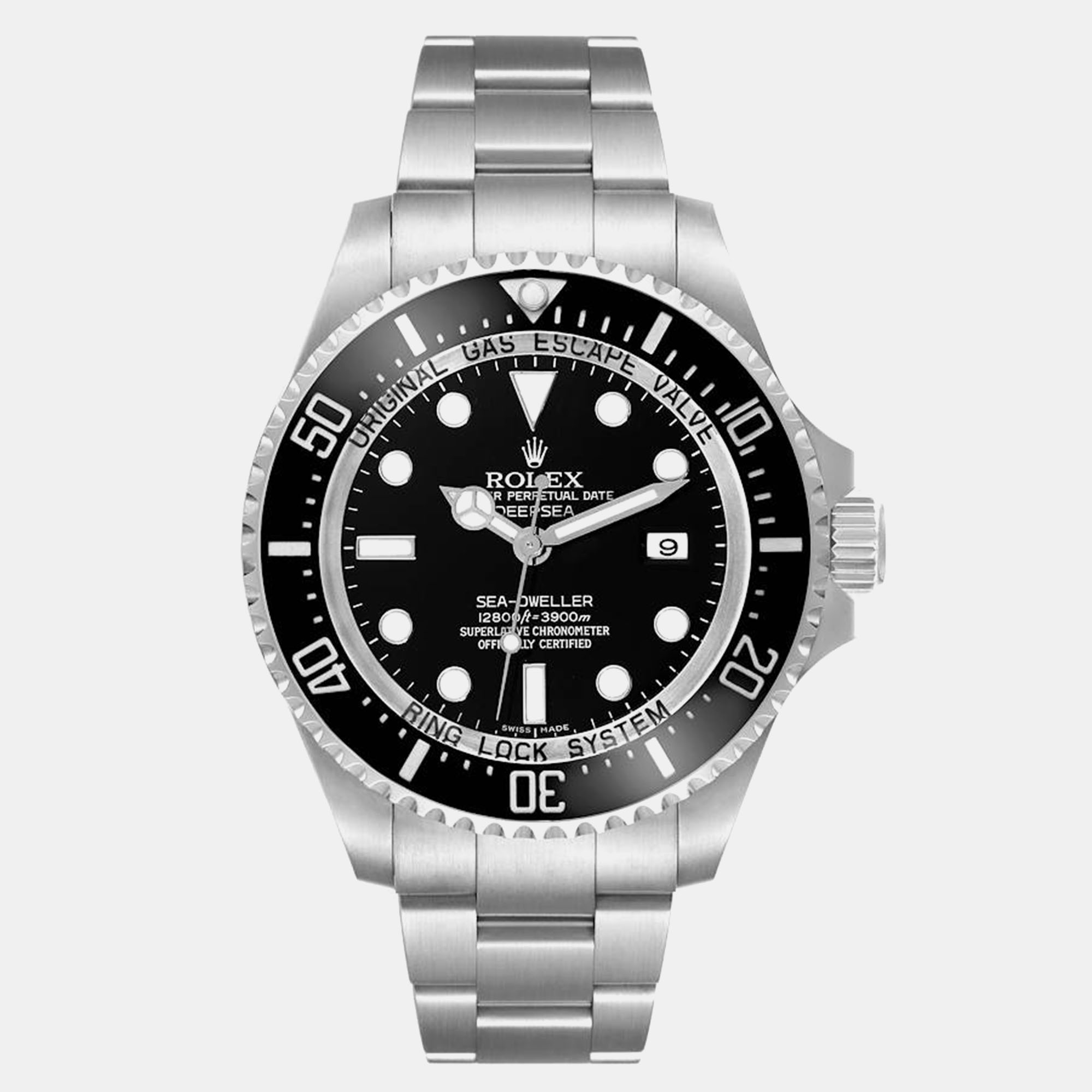 Pre-owned Rolex Seadweller Deepsea Ceramic Bezel Steel Men's Watch 116660 44 Mm In Black