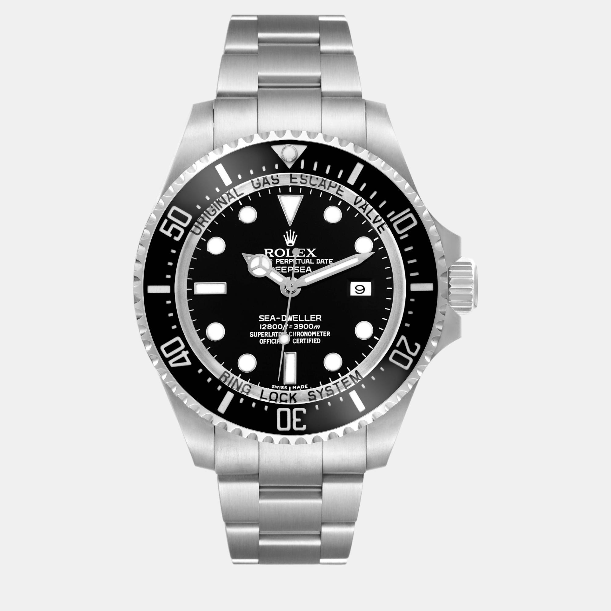 Pre-owned Rolex Seadweller Deepsea Ceramic Bezel Steel Men's Watch 116660 44 Mm In Black