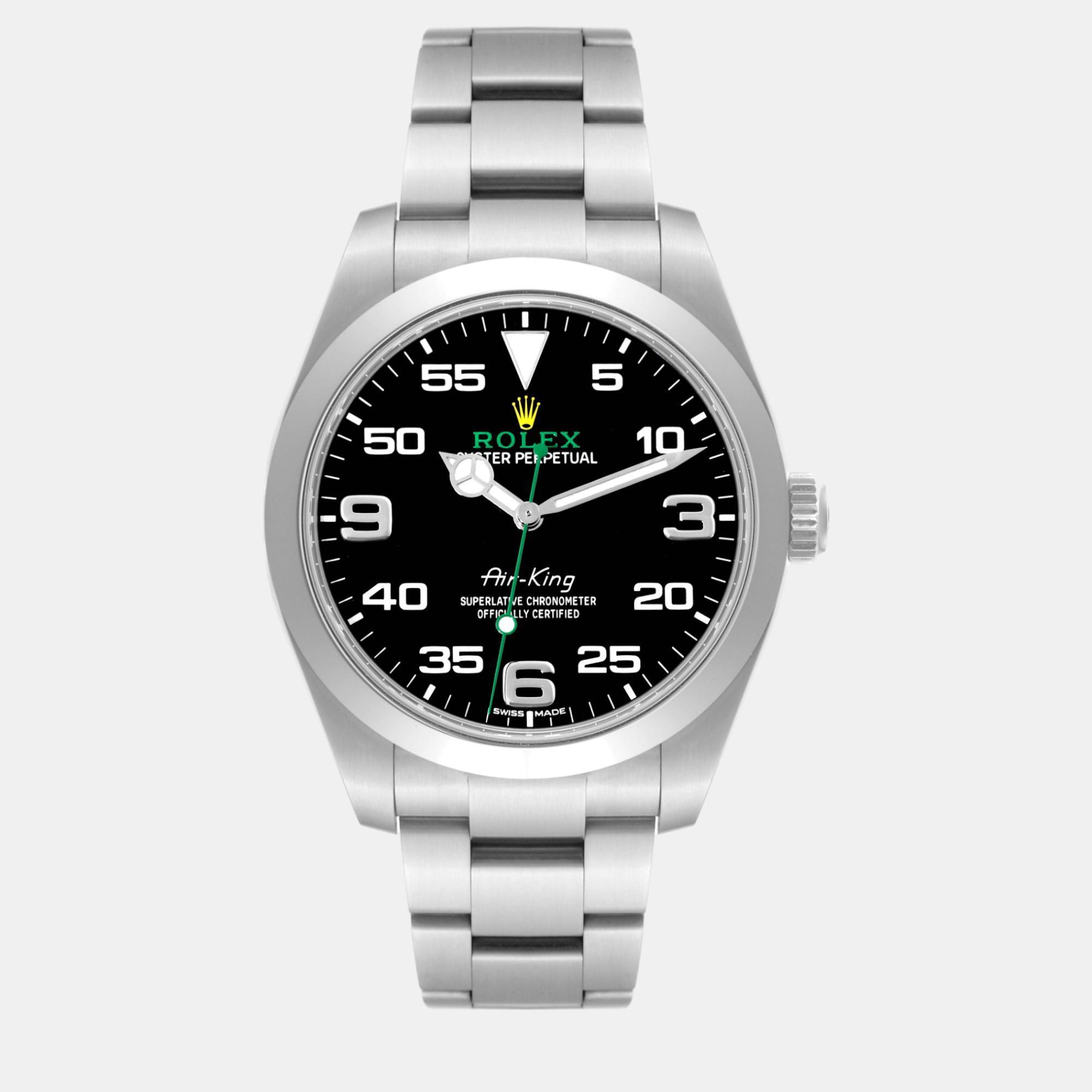 

Rolex Oyster Perpetual Air King Green Hand Steel Men's Watch 116900 40 mm, Black