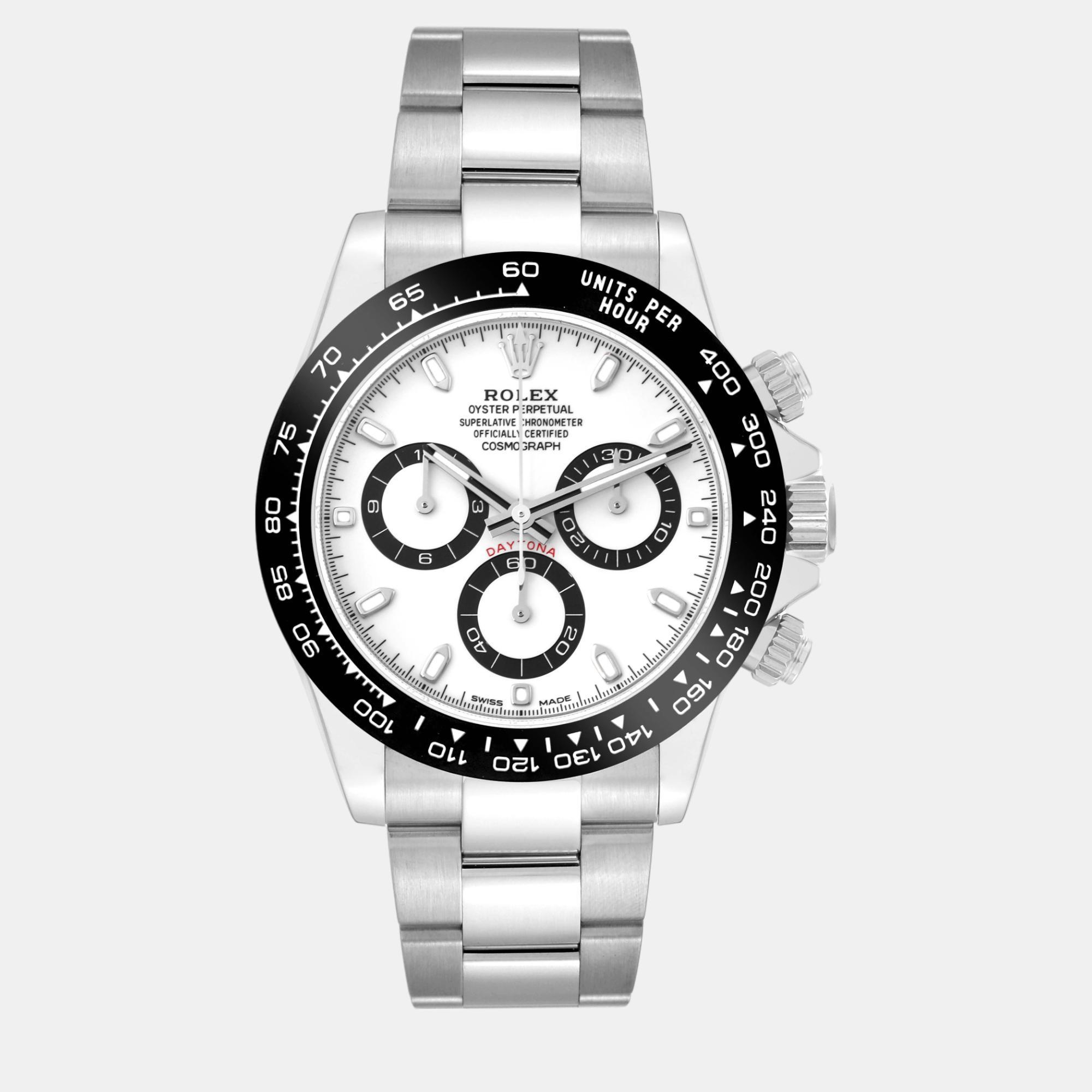 

Rolex Daytona Ceramic Bezel White Panda Dial Steel Men's Watch 116500 40 mm, Black