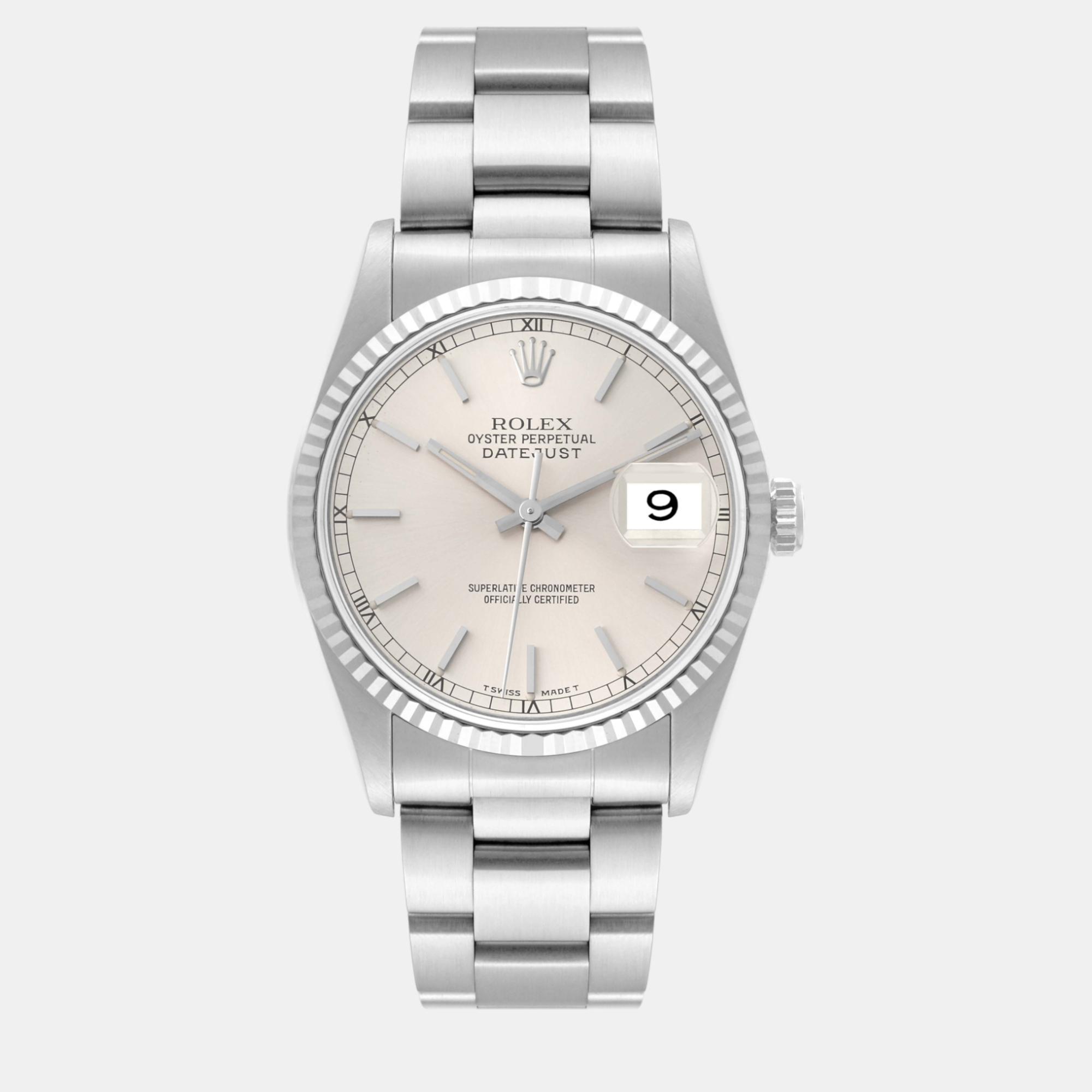 

Rolex Datejust Silver Dial Steel White Gold Men's Watch 36 mm