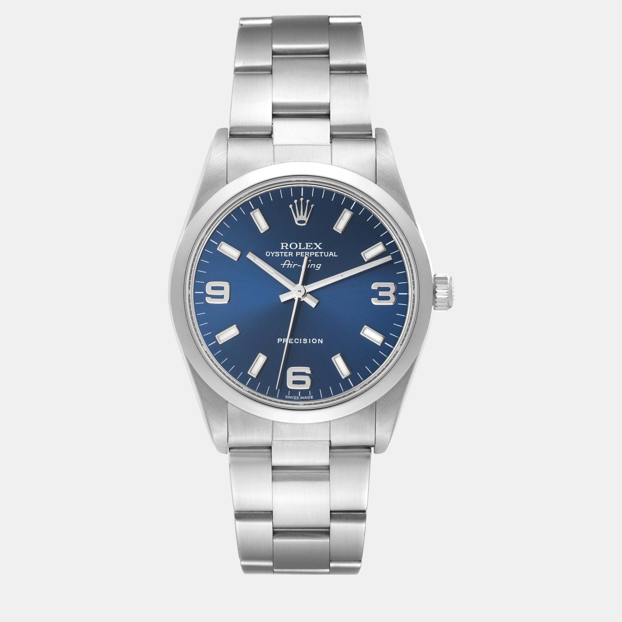 

Rolex Air King  Blue Dial Smooth Bezel Steel Men's Watch 14000