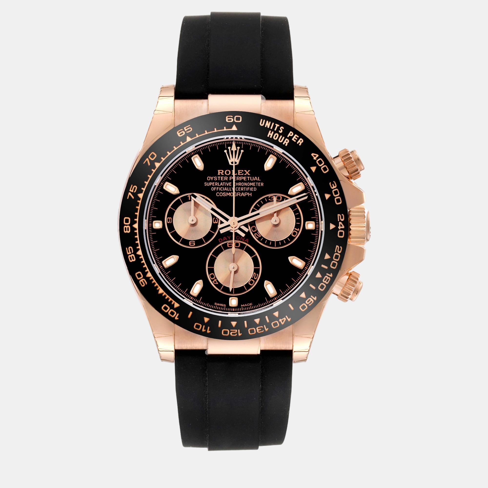 

Rolex Daytona Oysterflex Rose Gold Mens Watch 116515 Unworn, Black