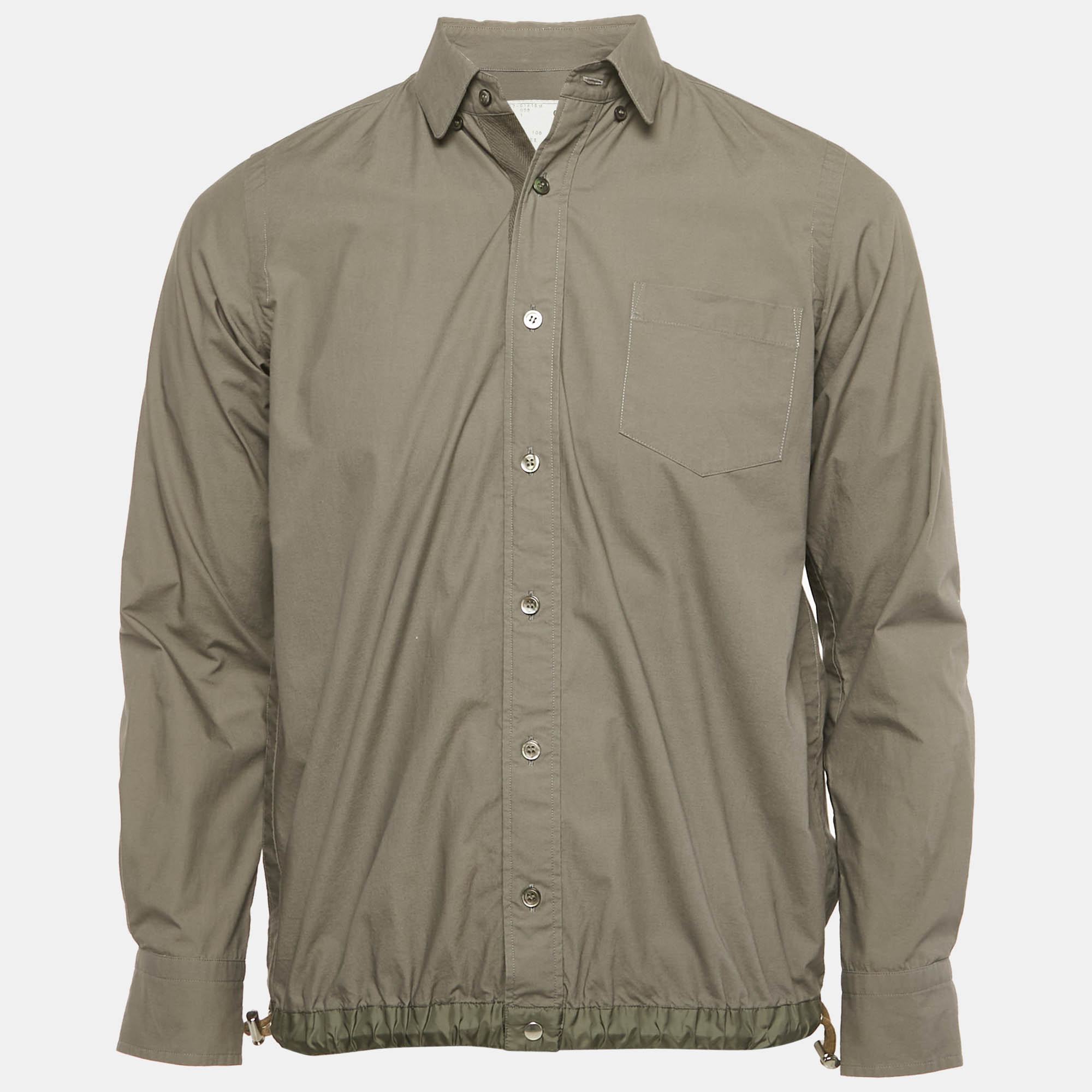 

Sacai Grey Cotton Drawstring Hem Shirt M