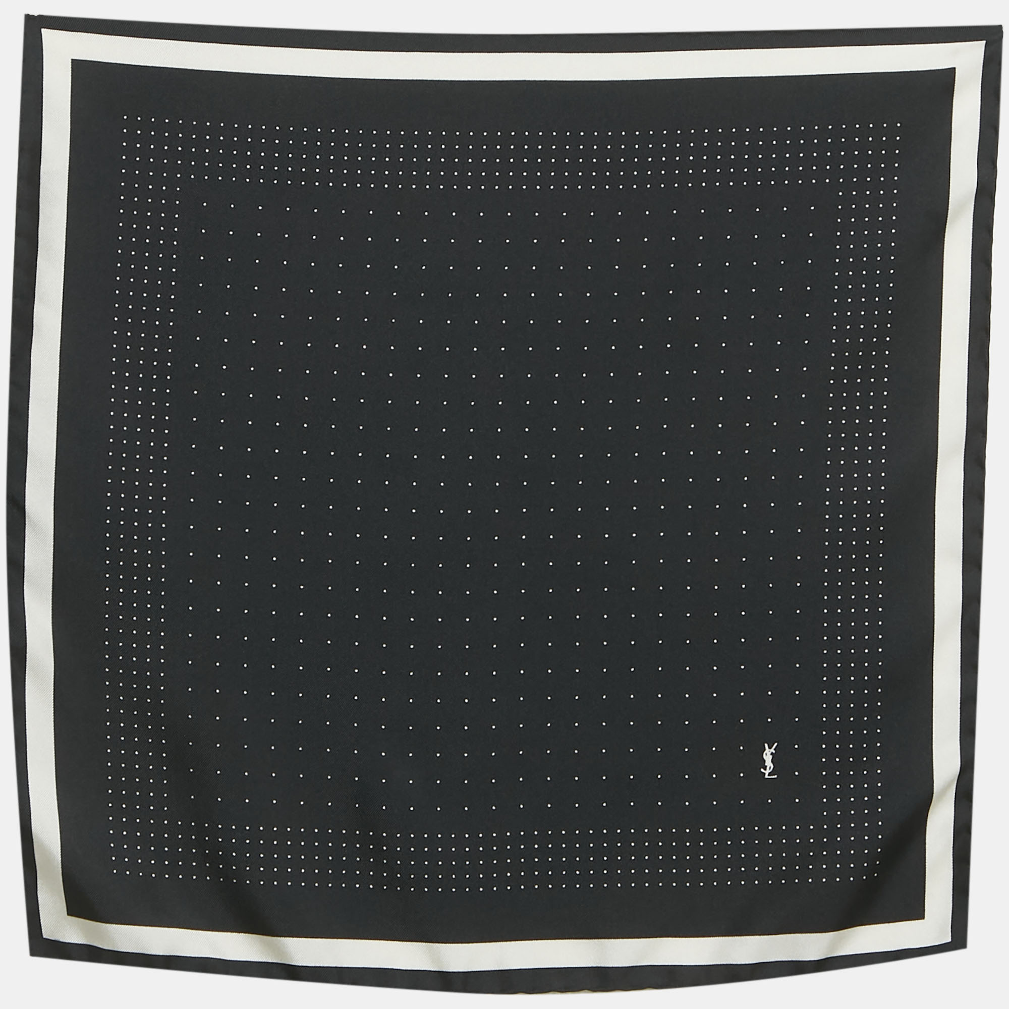 Pre-owned Saint Laurent Black Dots Print Pocket Square